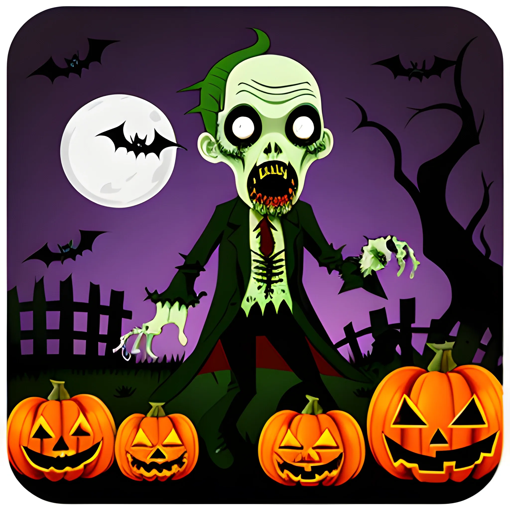 
halloween sticker, zombie
, white backgroun, Cartoon