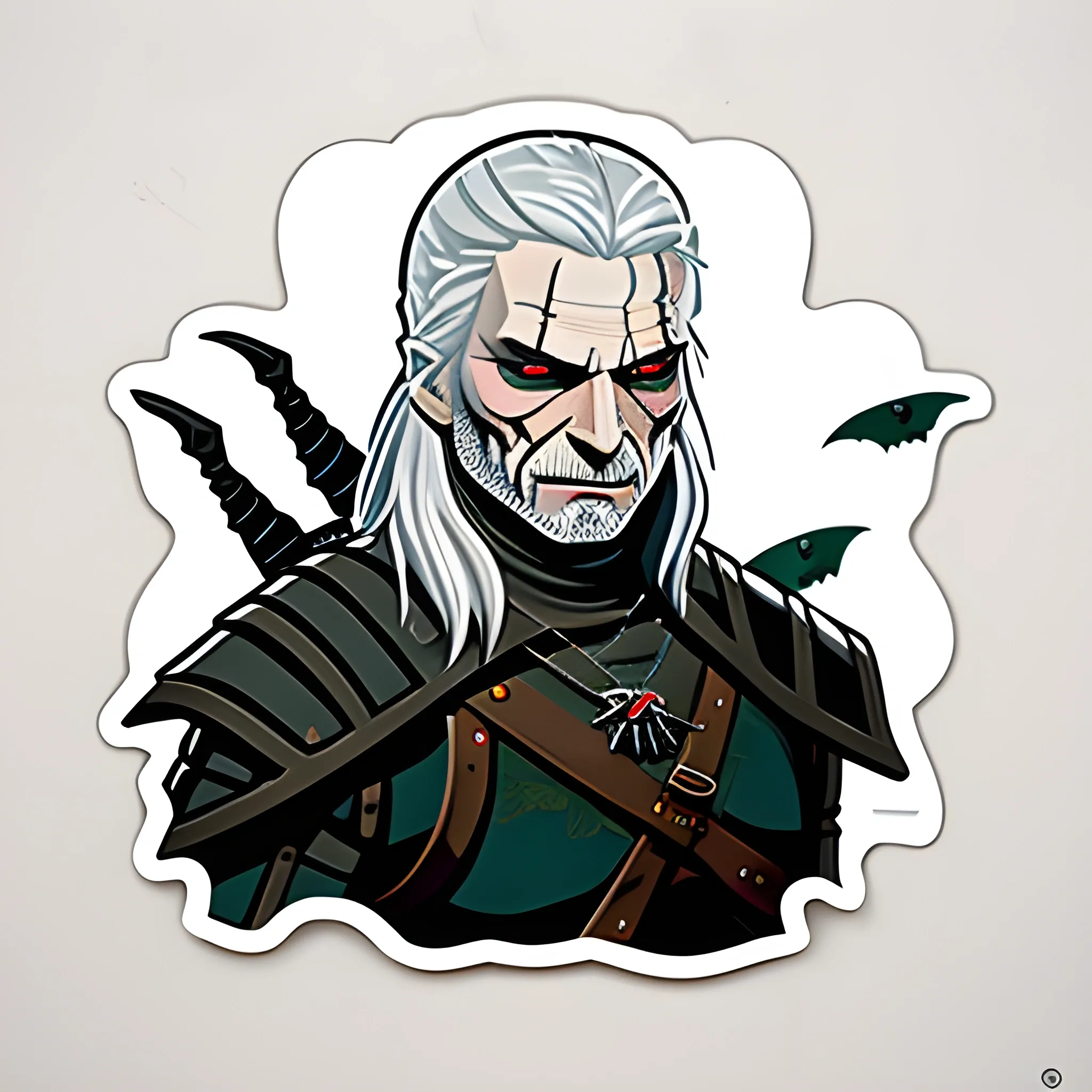 
halloween sticker, witcher, white backgroun, Cartoon