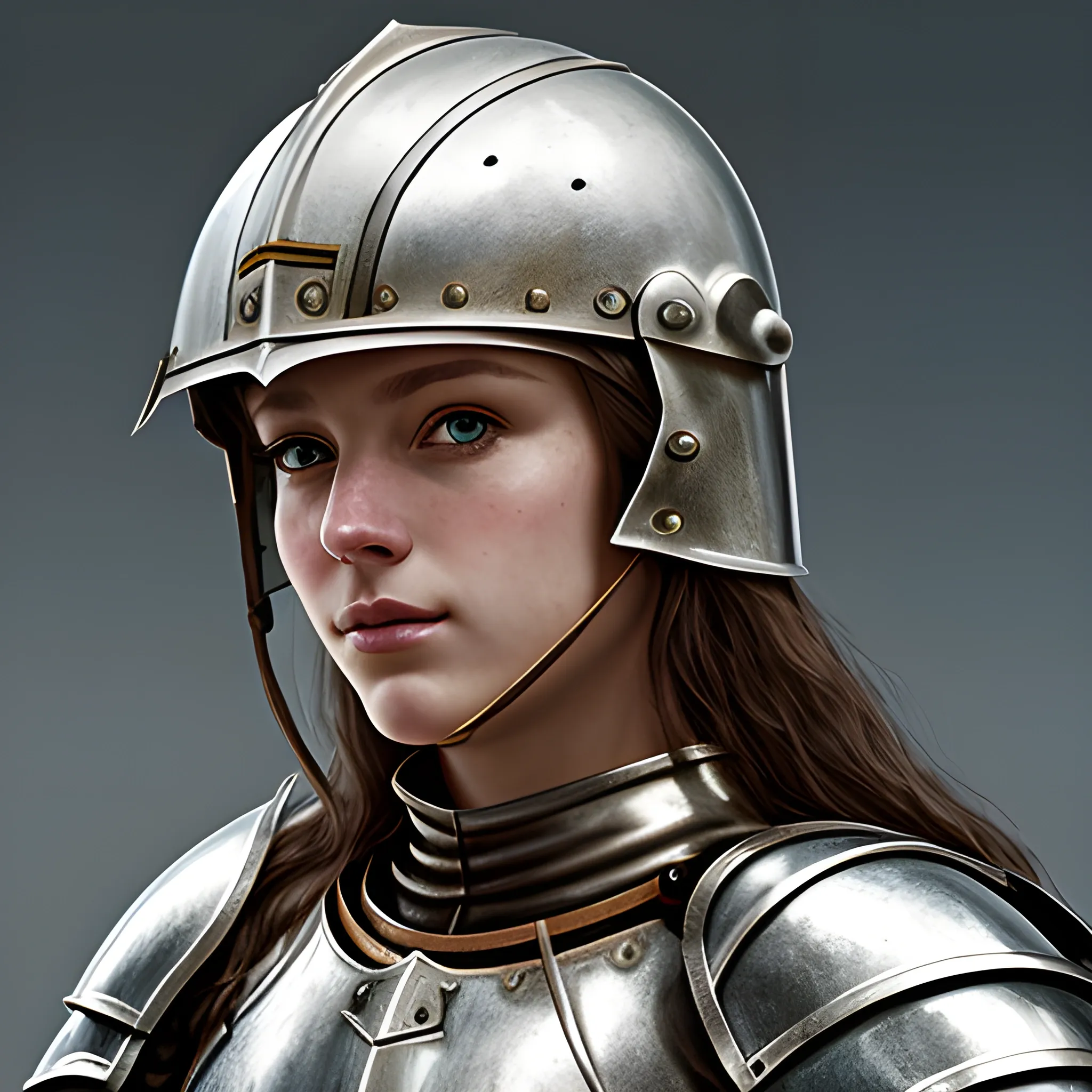 high detail fantasy portrait of a robust female knight wearing a helmet