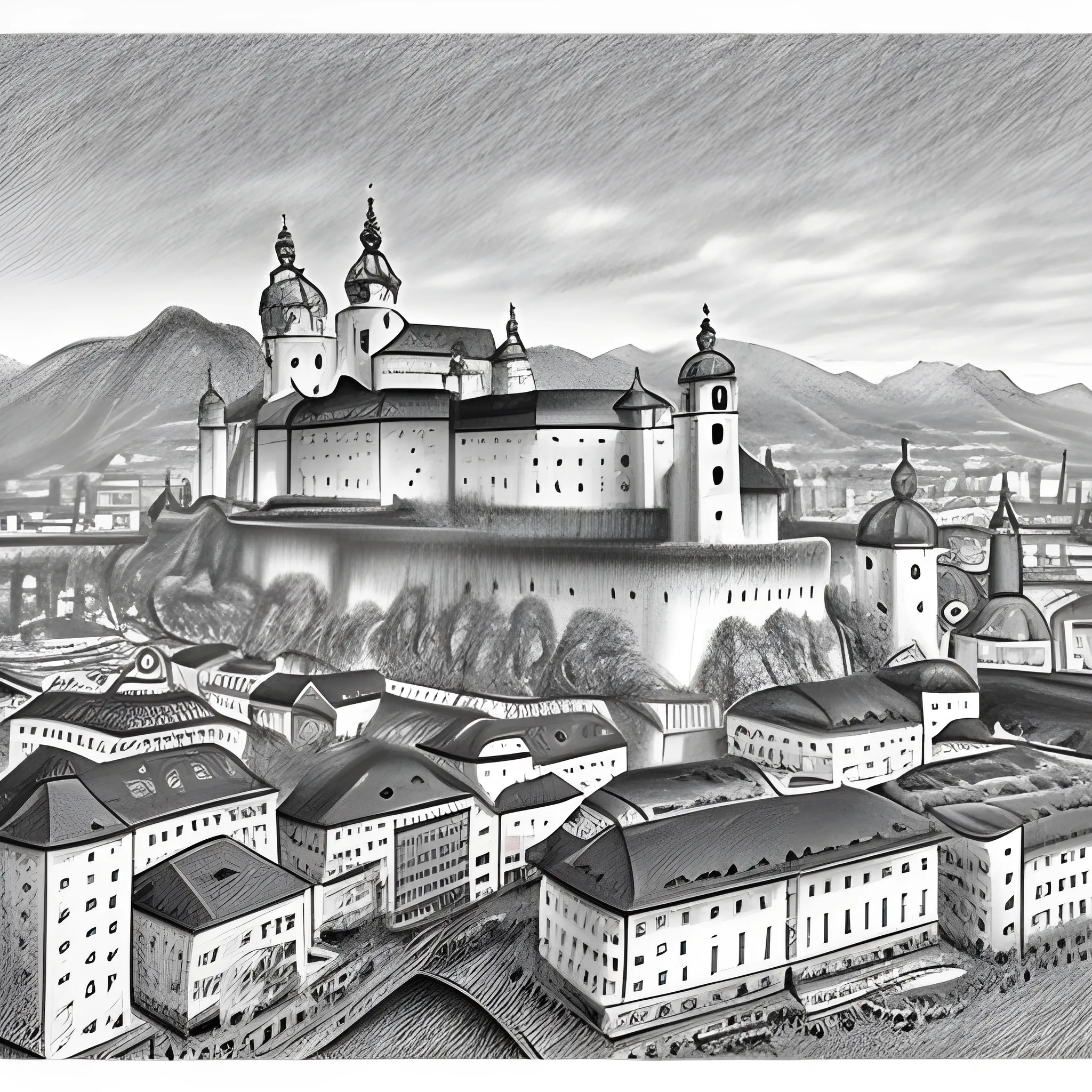 Salzburg if it was in Taiwan
, Pencil Sketch