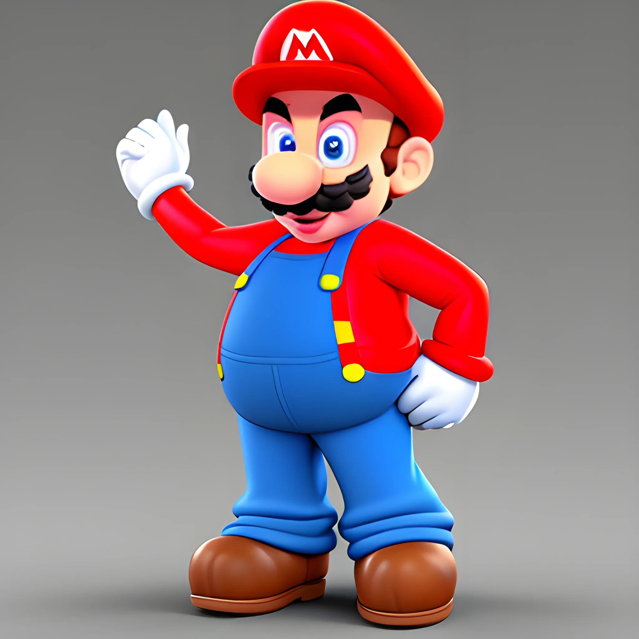 Funny and fashionable uncle Mario, Cartoon, 3D