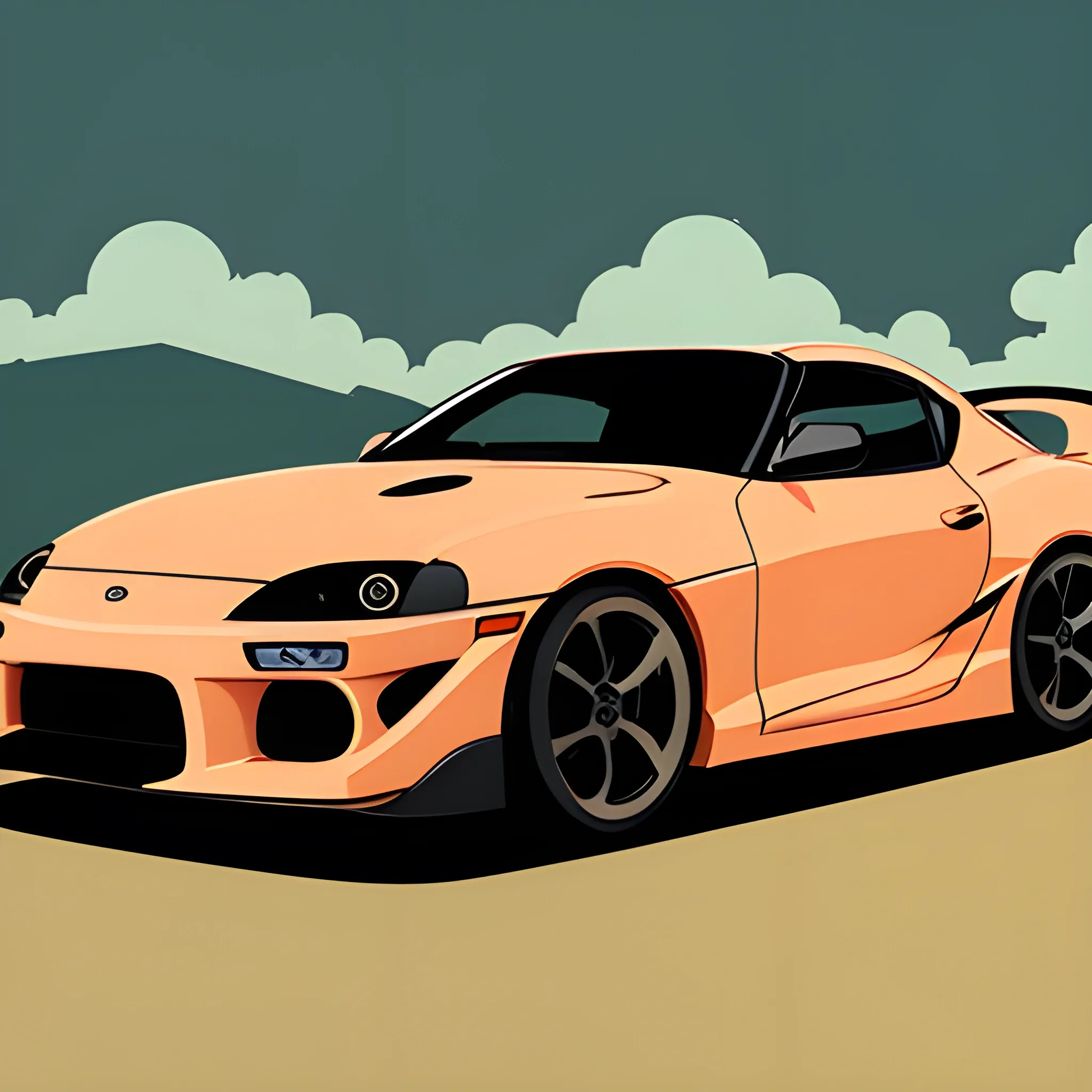 , Cartoon0 toyota supra ilustrations
