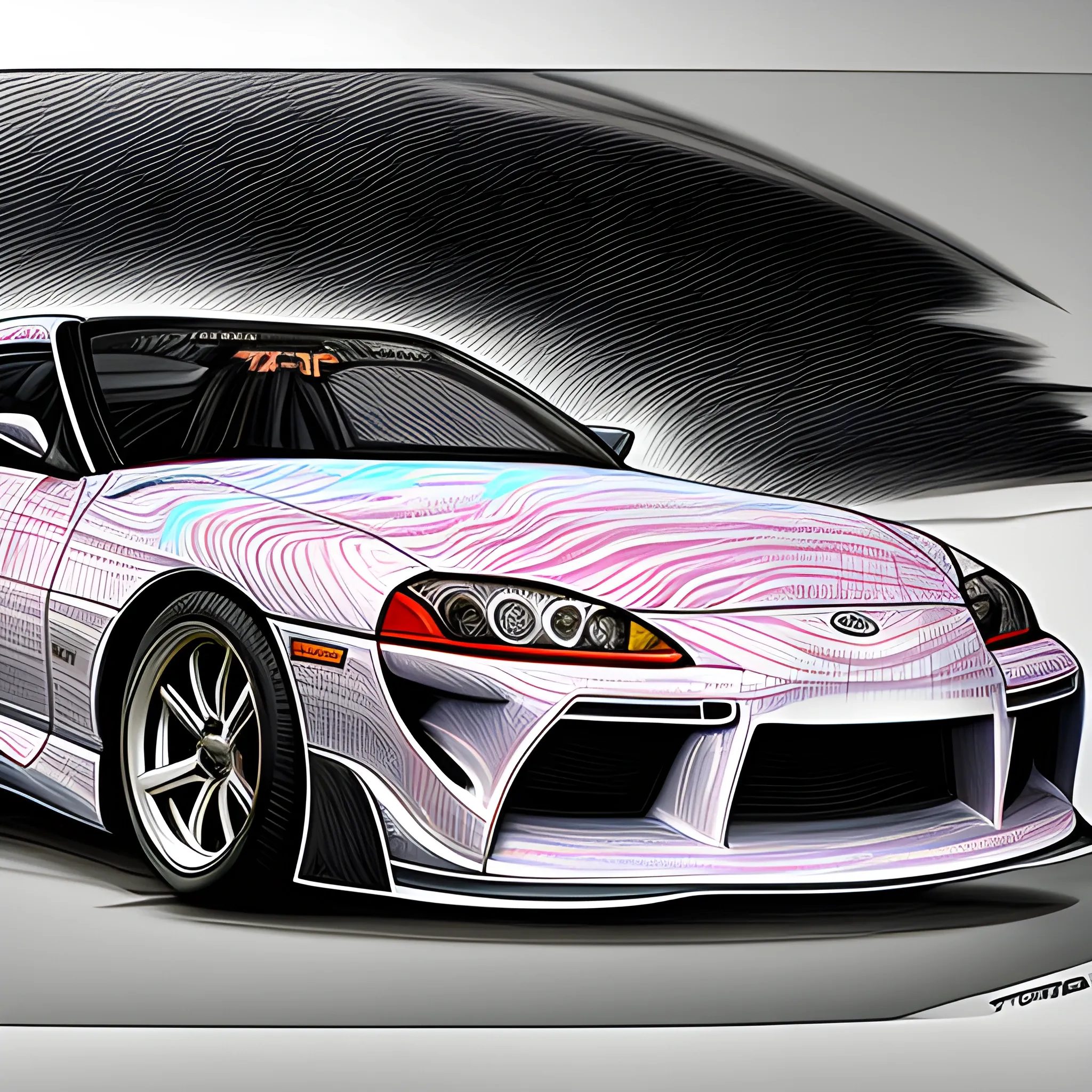 
toyota supra ilustrations
, Trippy, 3D, Pencil Sketch