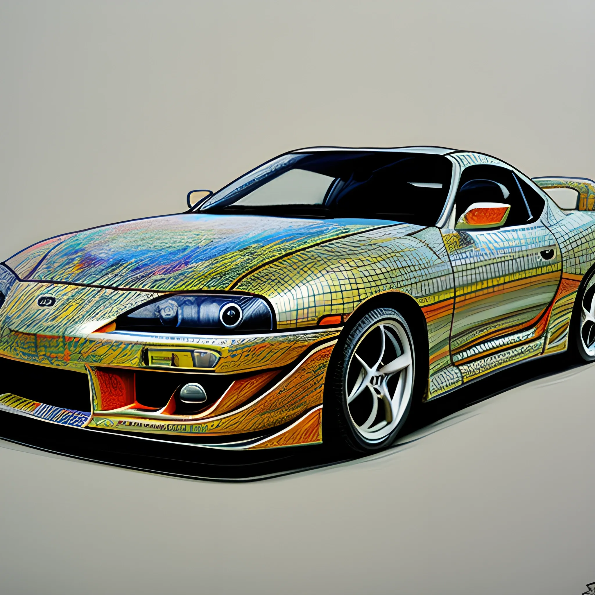 
toyota supra ilustrations
, Trippy, 3D, Pencil Sketch, Oil Painting