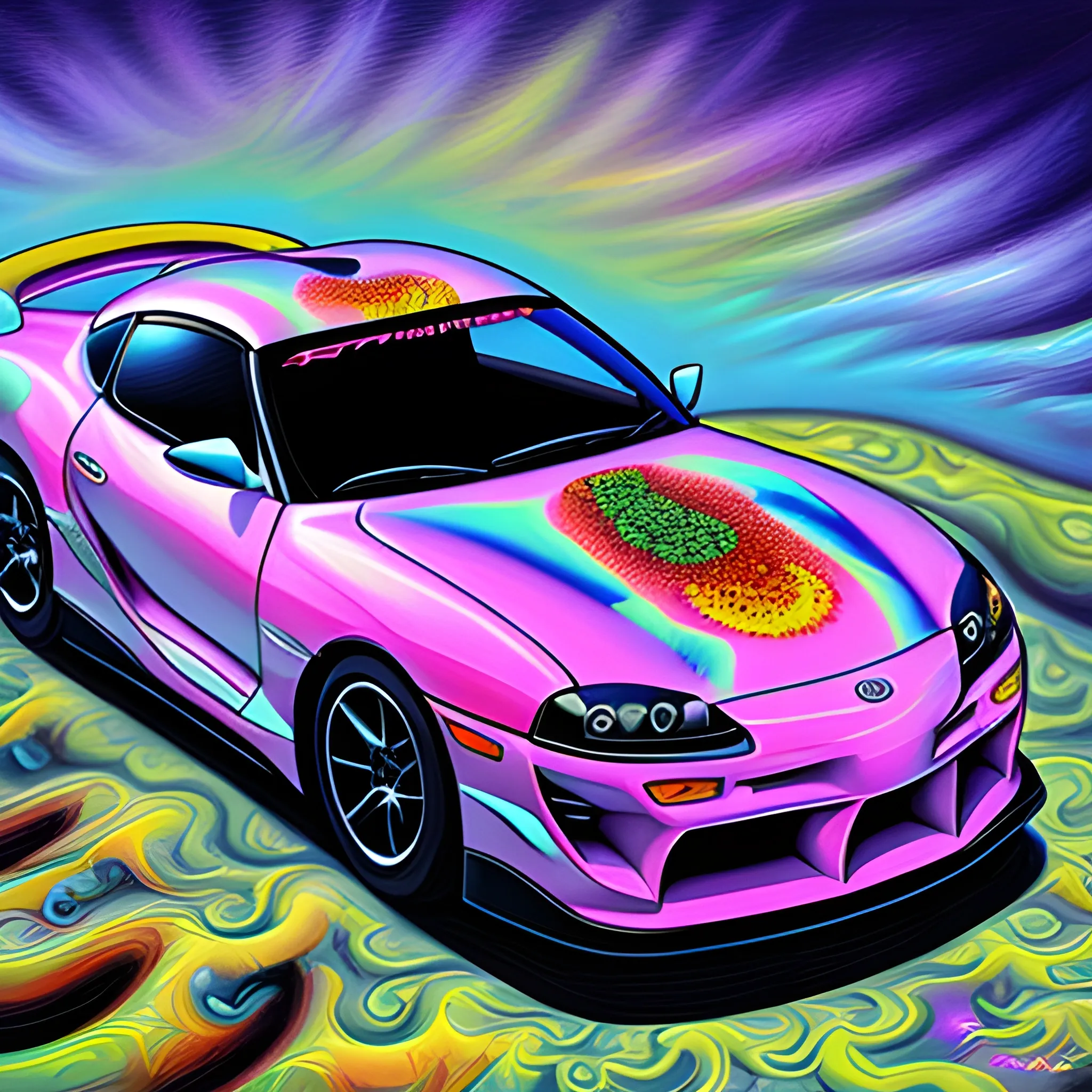 
toyota supra ilustrations
, Trippy, 3D,
, Oil Painting, Cartoon