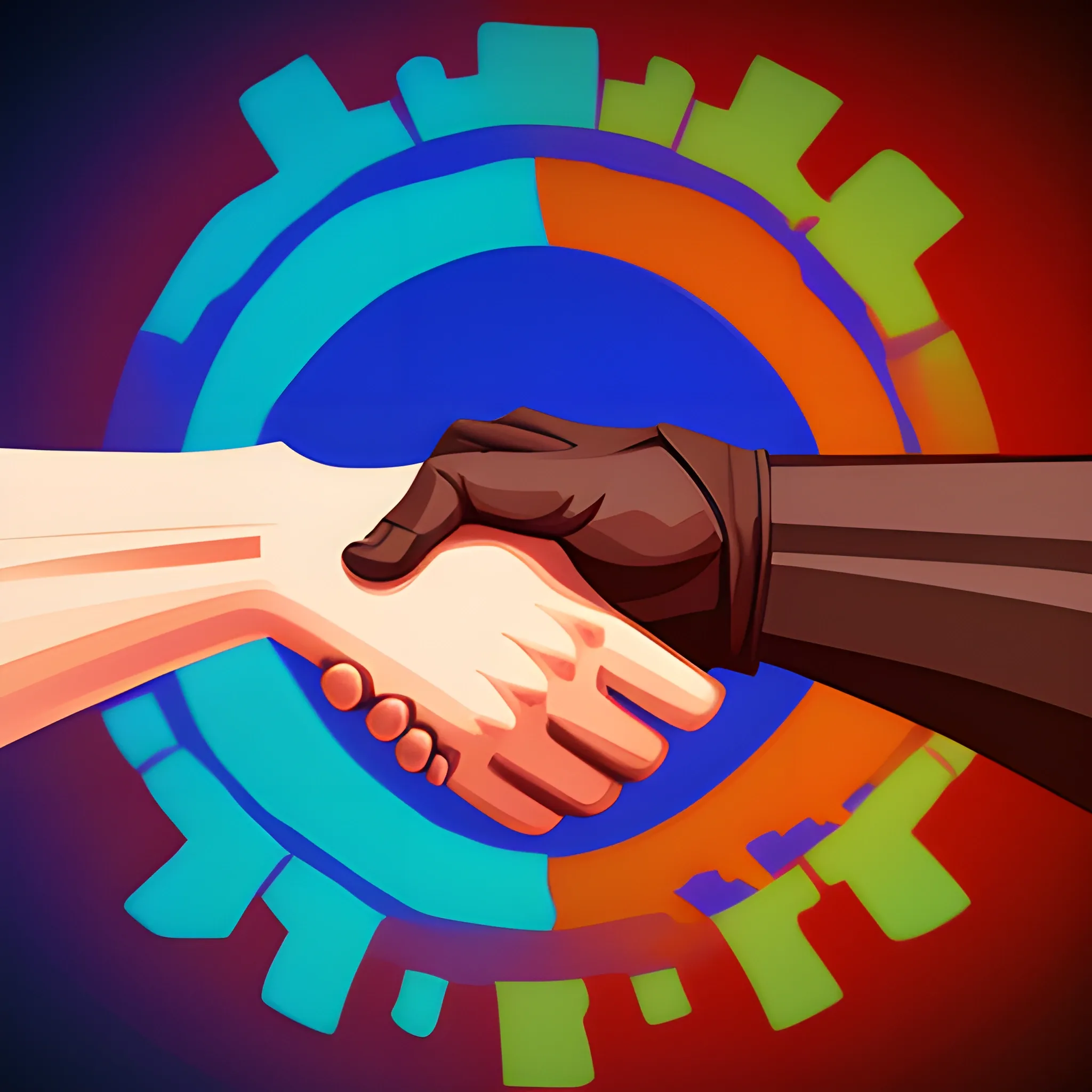 logo representing a handshake symbolizing human solidarity, digital painting, artstation, concept art, smooth, sharp focus, illustration