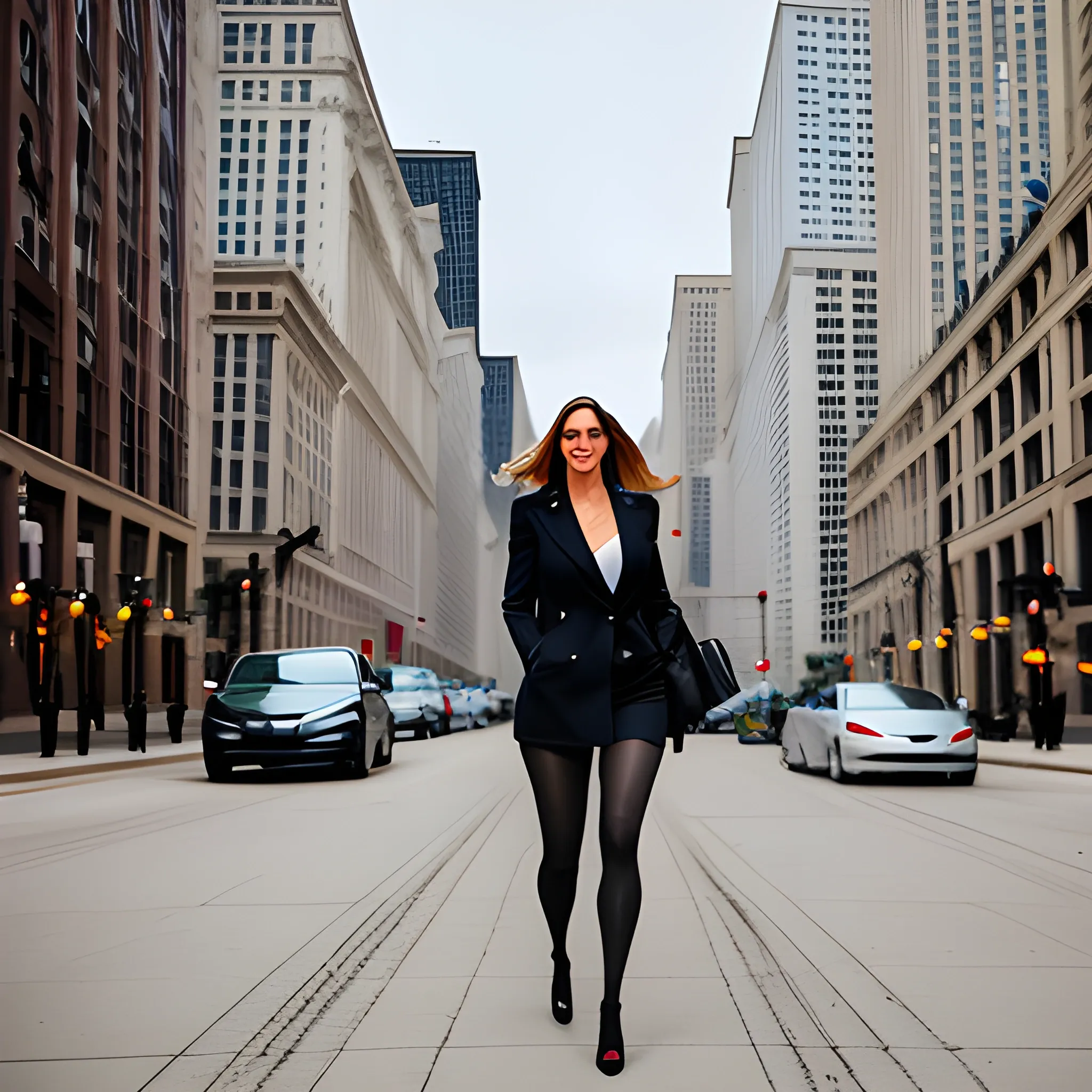 Young woman walking on the streets of Chicago
