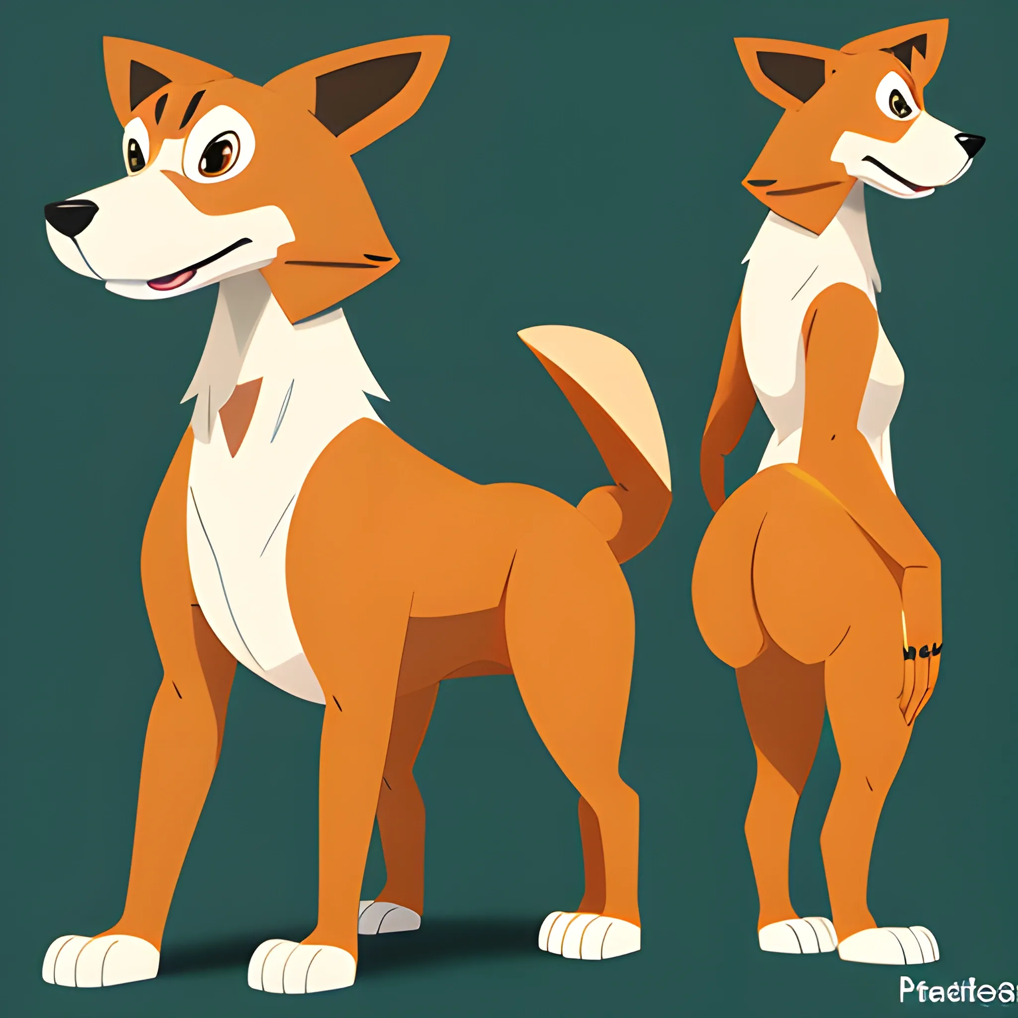 cartoon character. full body. animal dog humanlike

