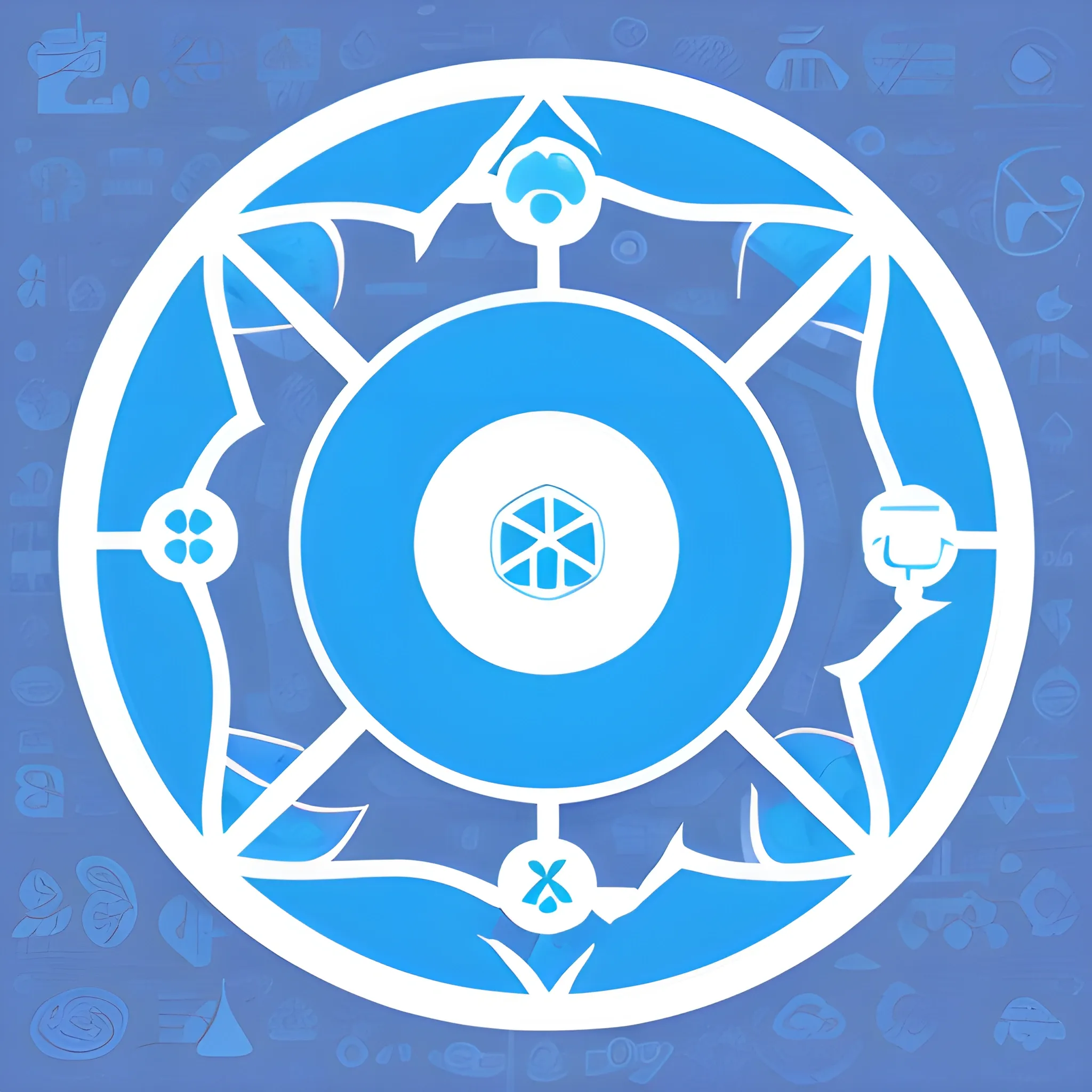 The icon conveys the concepts of air pollution and data sharing. The color is bright blue and white, and the shape is round with a leaf shape in the middle., Trippy