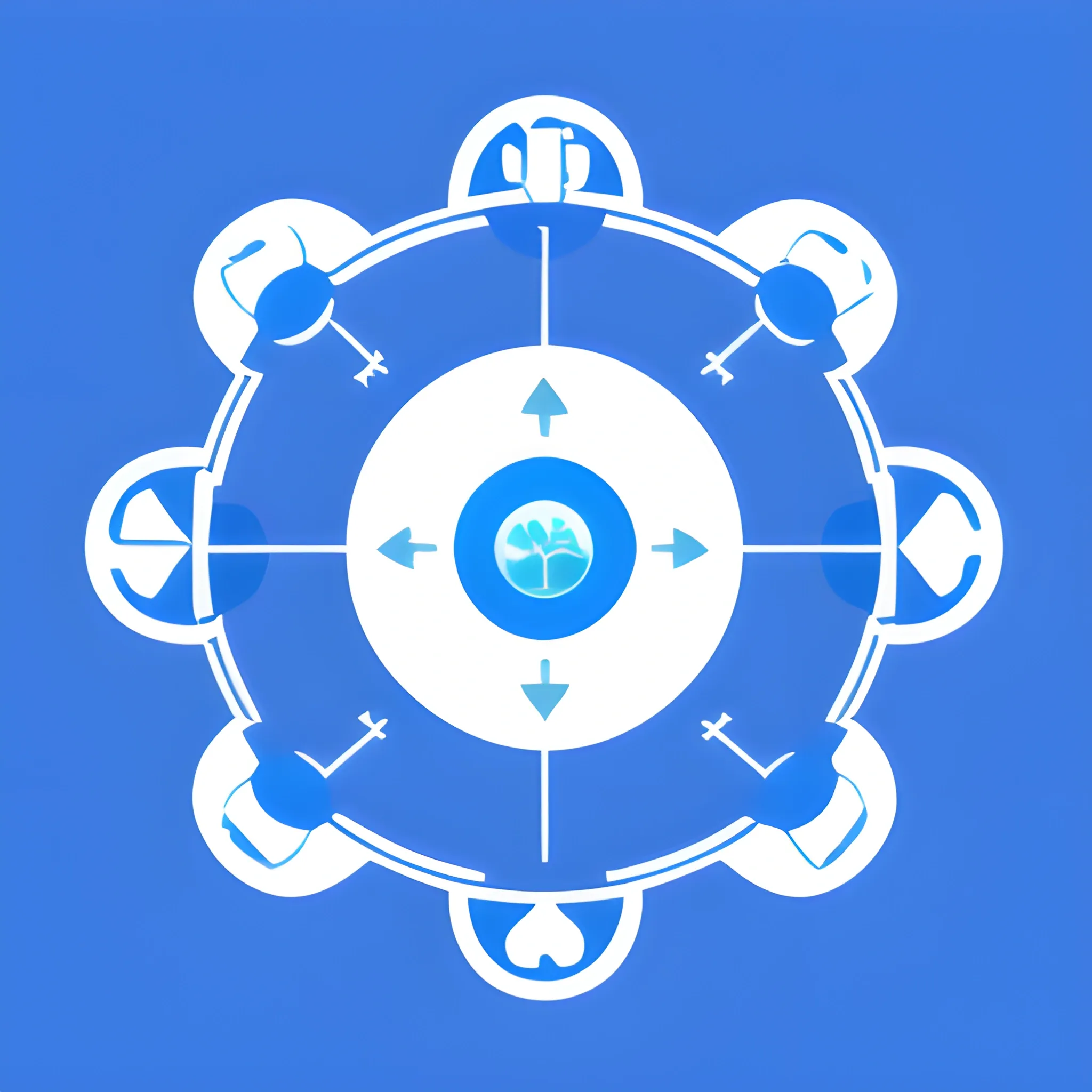 The icon conveys the concepts of air pollution and data sharing. The color is bright blue and white, and the shape is round with a leaf shape in the middle., Trippy