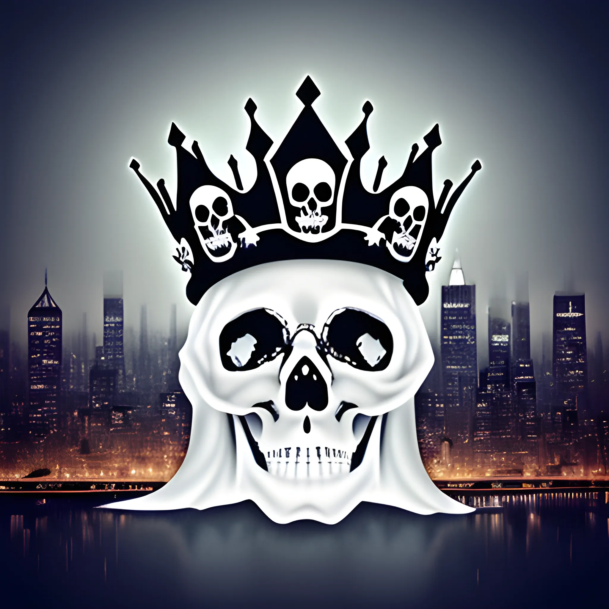 Ghostly Skull with a cityscape as a crown