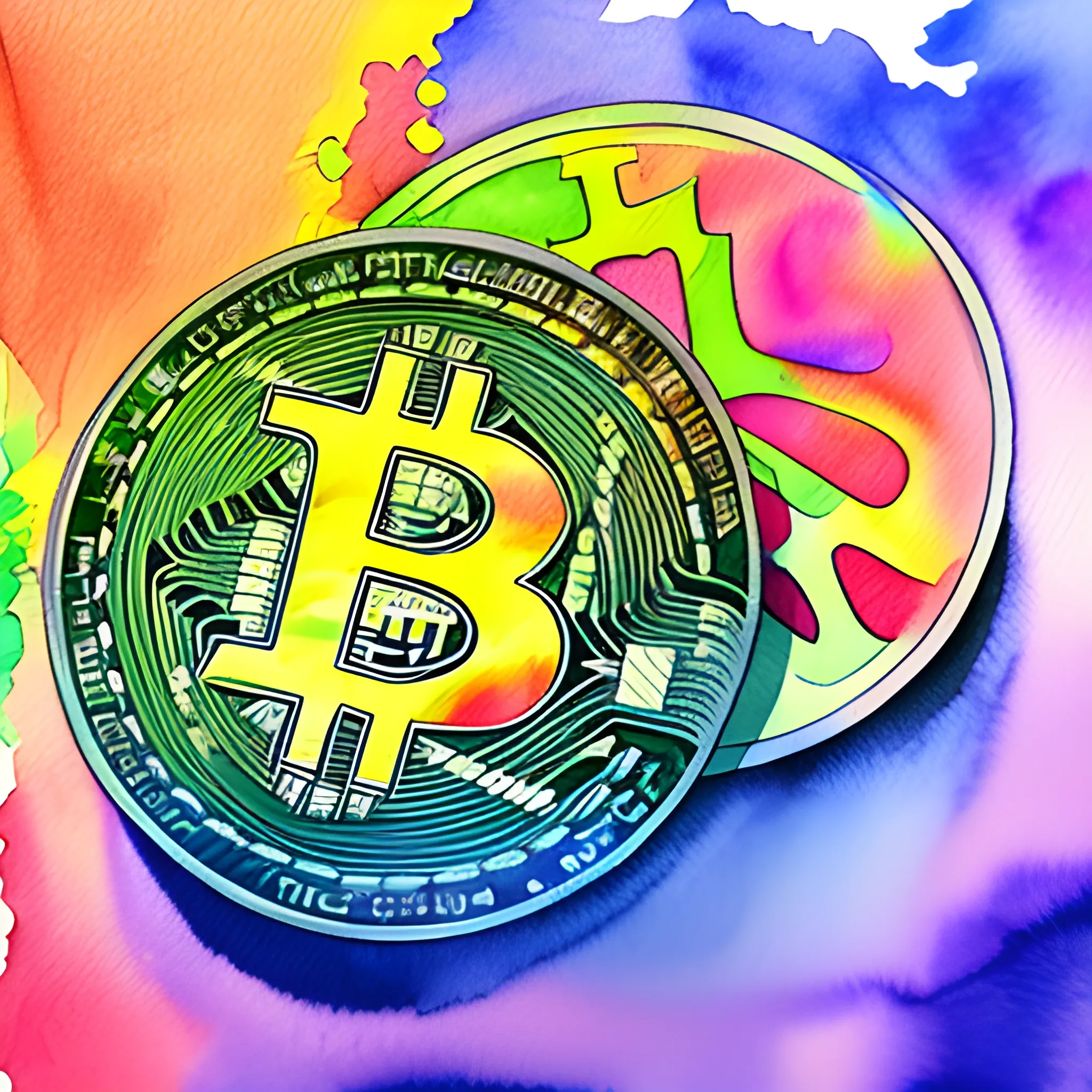 bitcoin, Trippy, Water Color