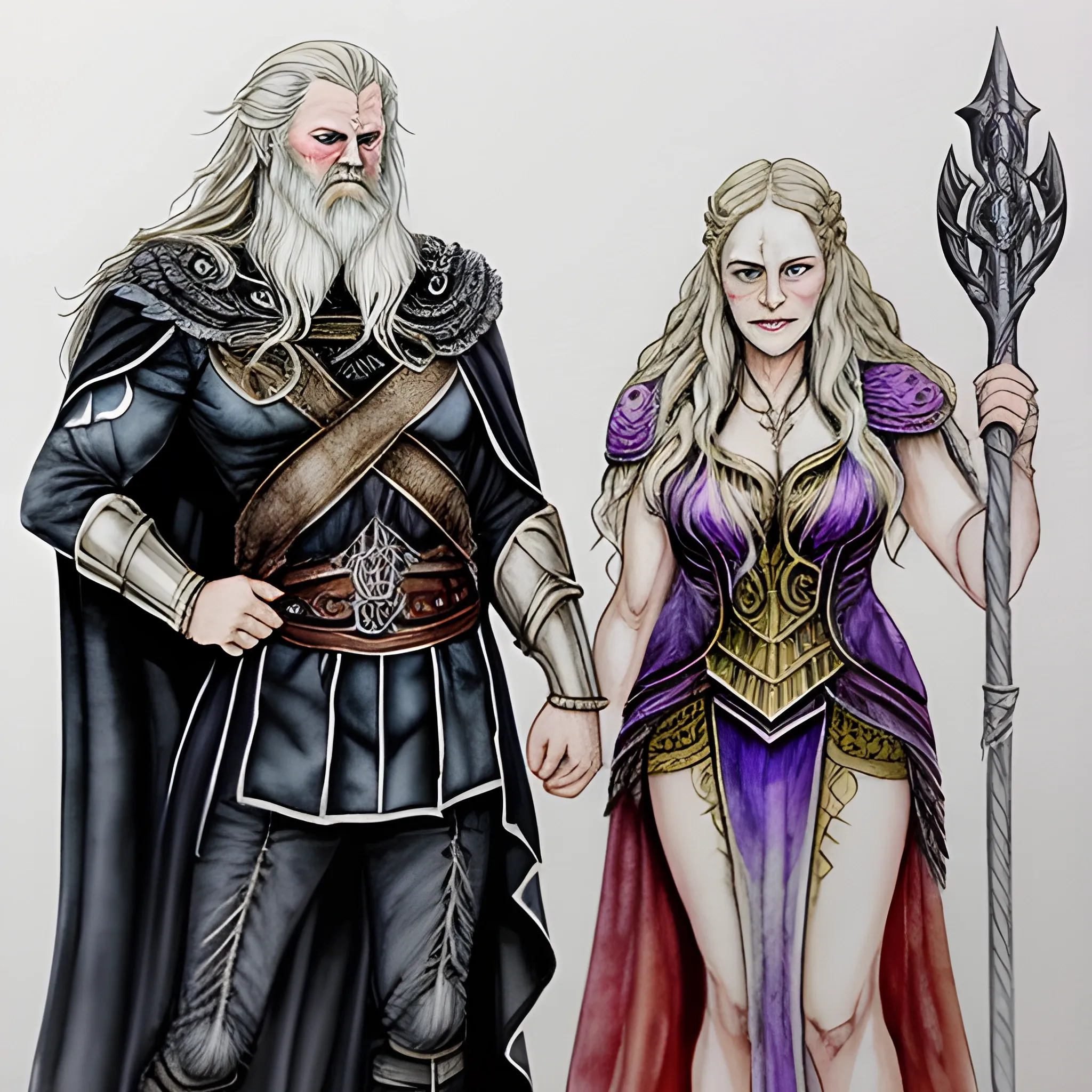 Odin and Hel together, Water Color