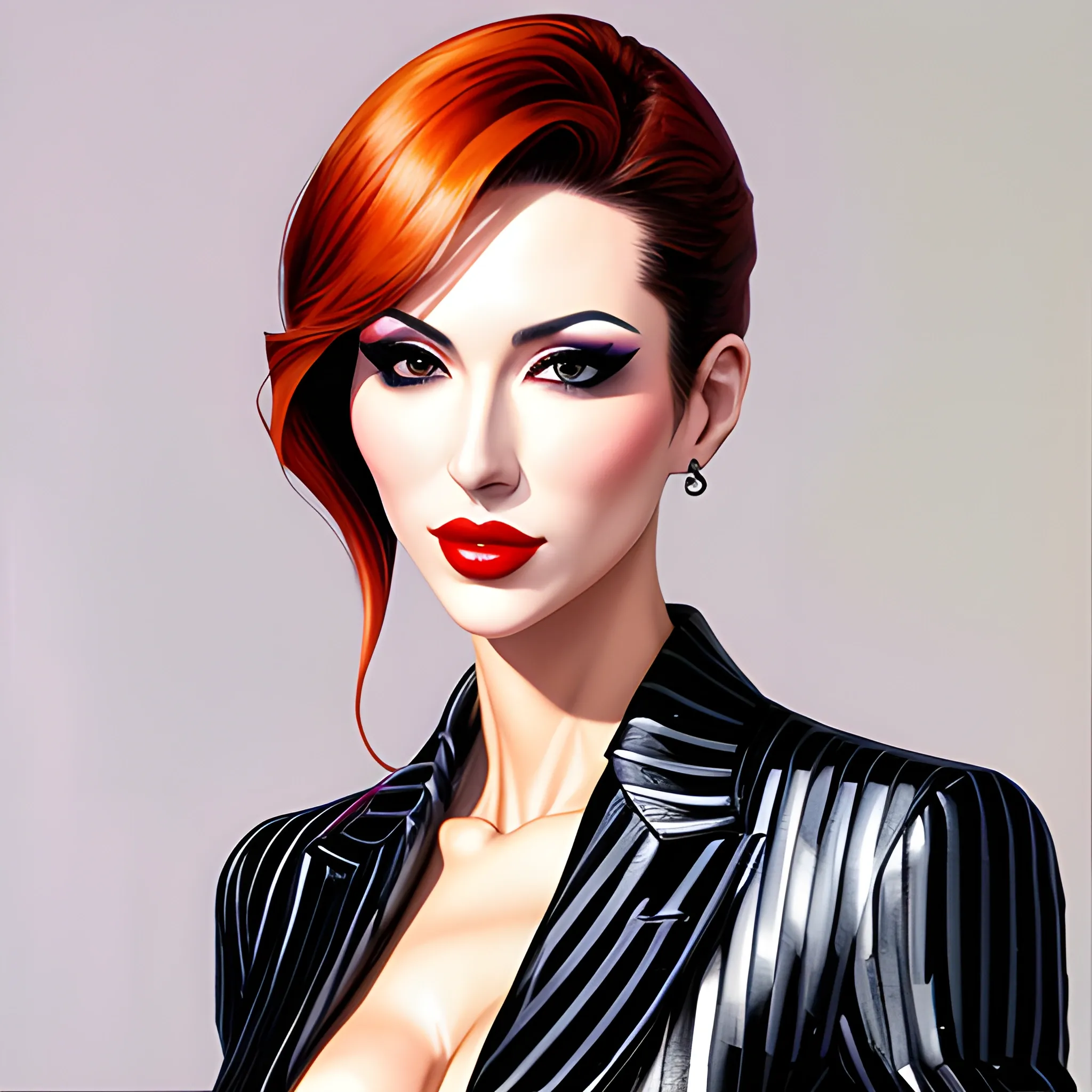 rfktrstyle"'perfect fit thin enticing charming girl wearing checkered outfit"  perfectly centred, neo-expressionist oil paint, centred, posing portrait by hajime sorayama 3DMM<lora:breastinclassbetter_v141:0.5> --w 512 --h 1024