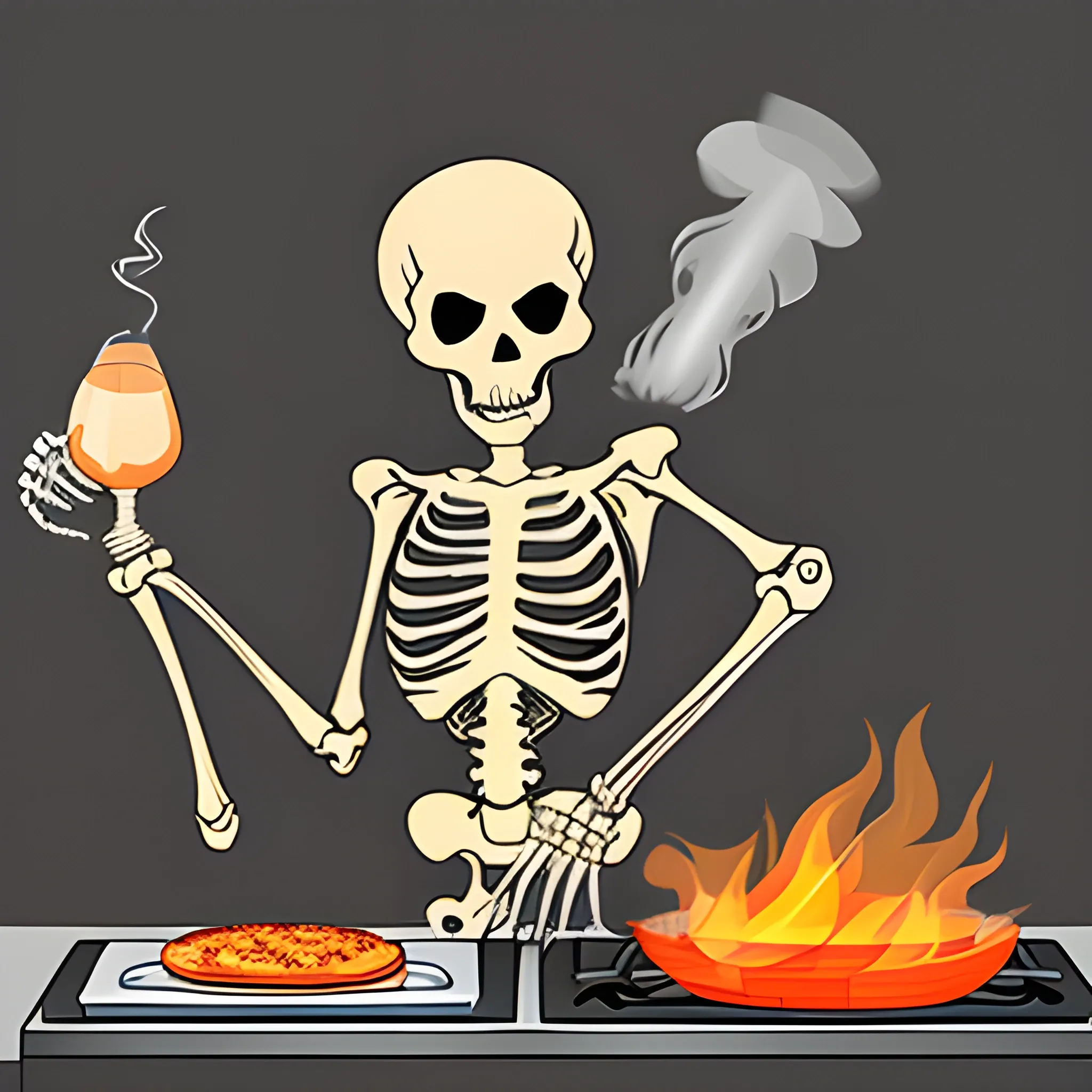 a skeleton cooking 2d