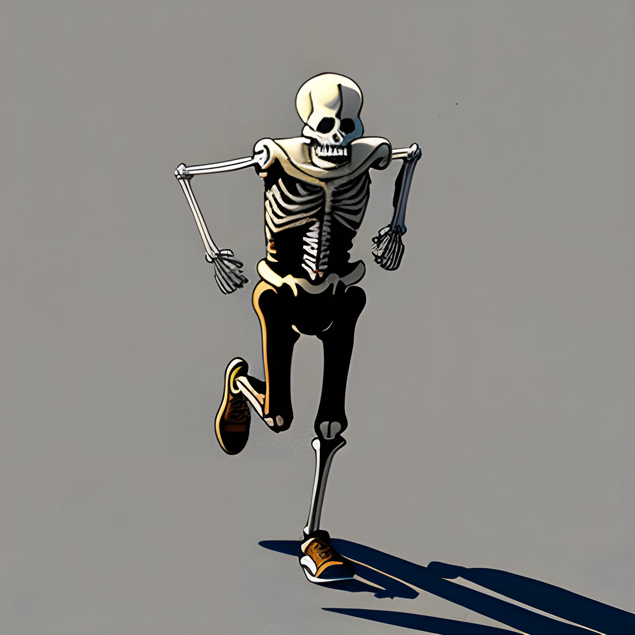 a skeleton running a marathon 2d