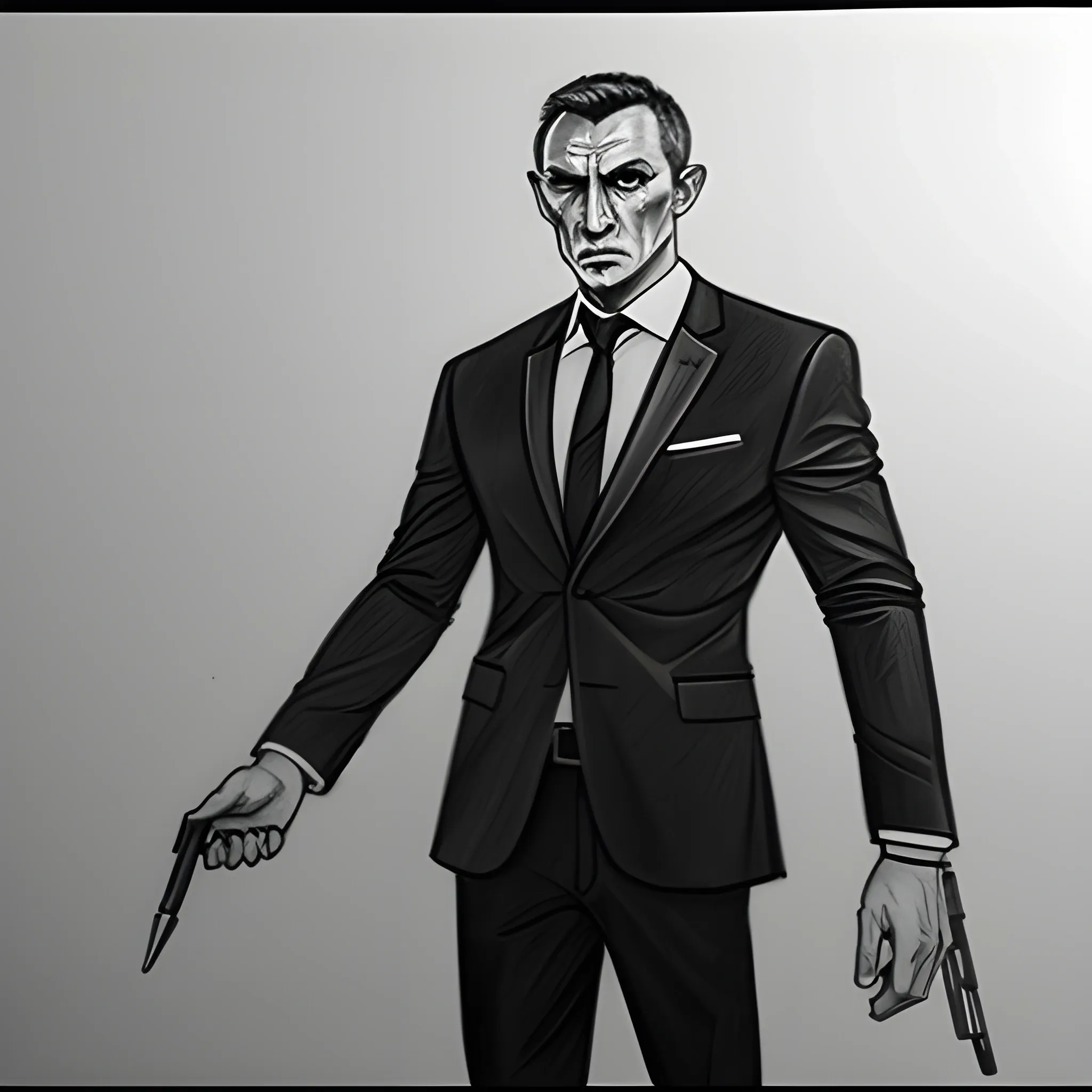 greek version of james bond, Pencil Sketch