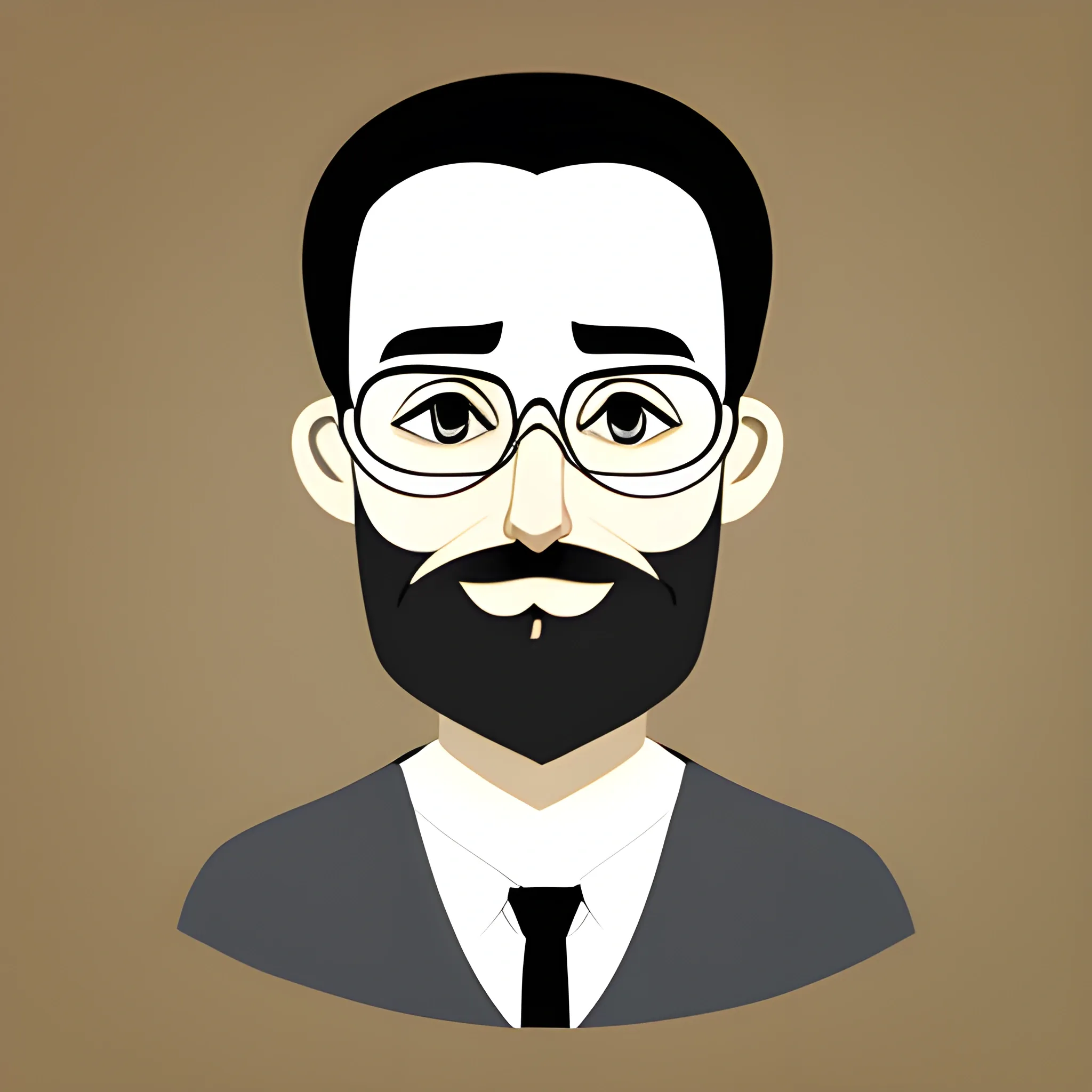 man with glasses with no beards by Cartoon，Minimalism
