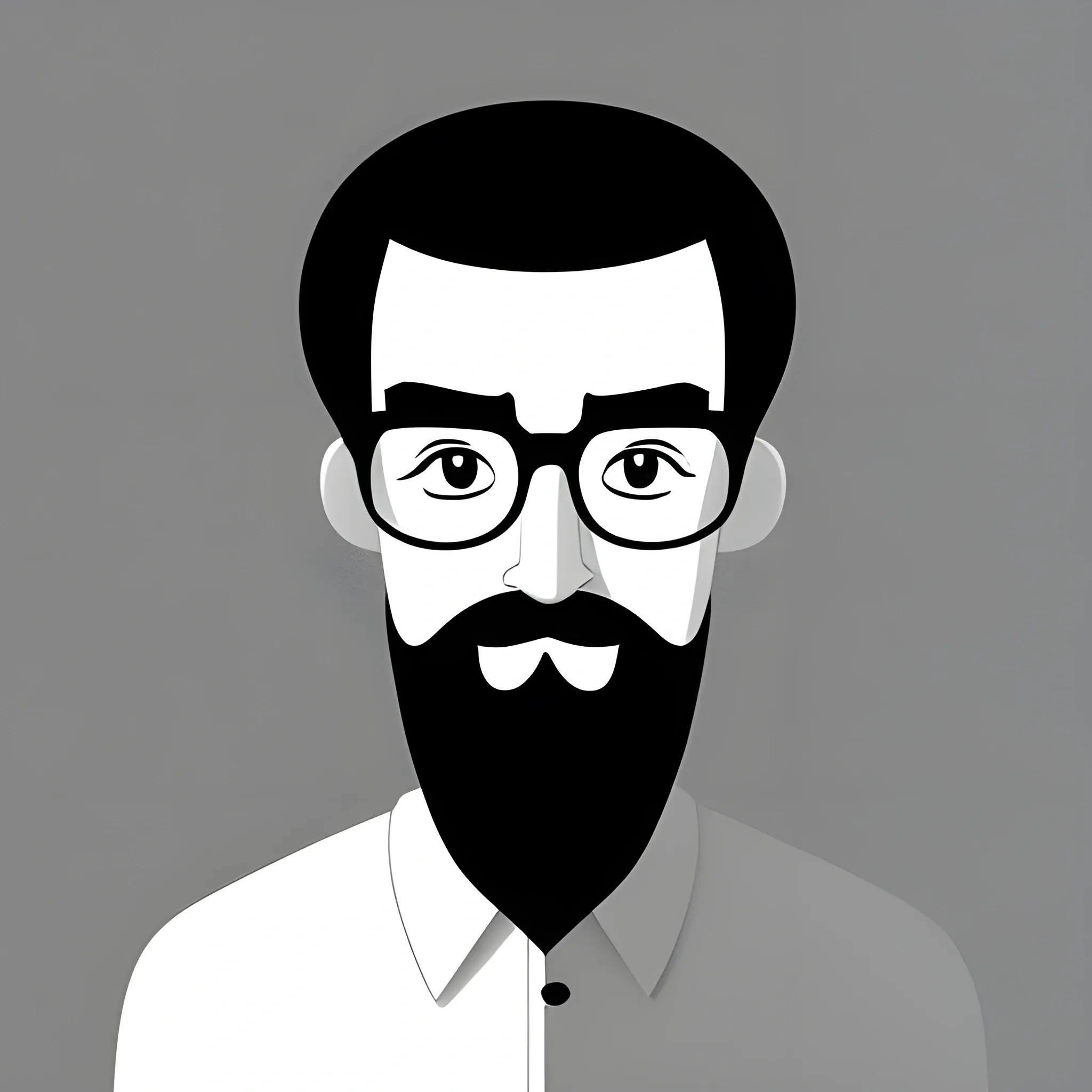 man with glasses without beard by Cartoon，Minimalism
