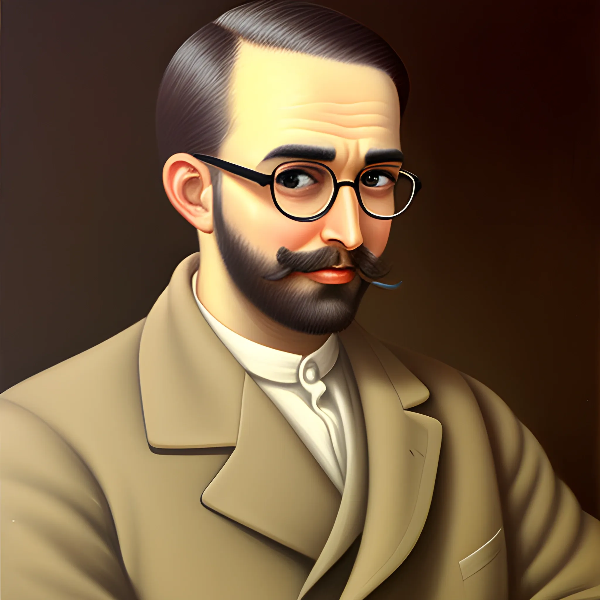 man with glasses without beard by Cartoon, Oil Painting