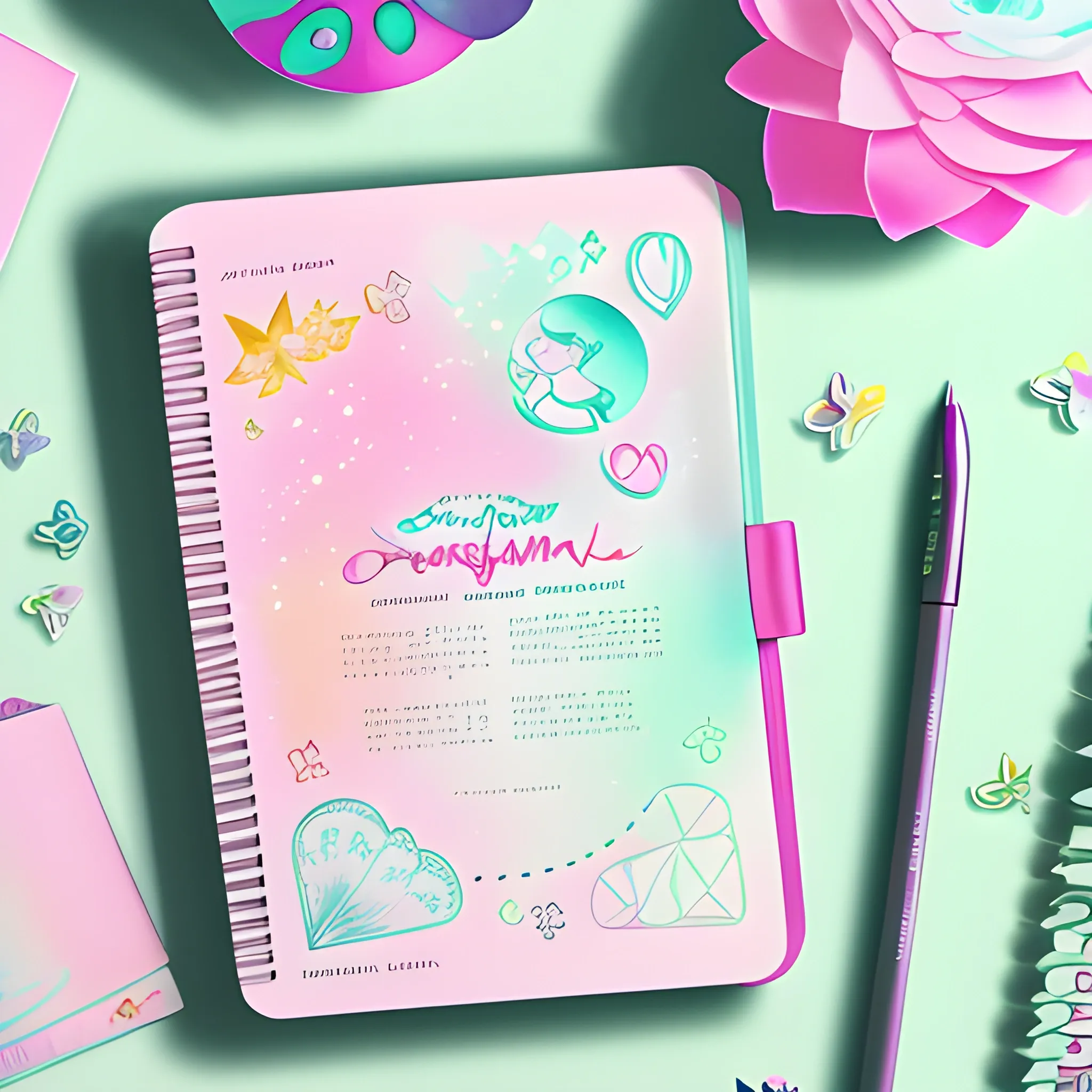 chaotic dream journaling artwork using tinker bell animation movie element in pastel colour scheme. soft focus print designs. 
graphic, animated, 