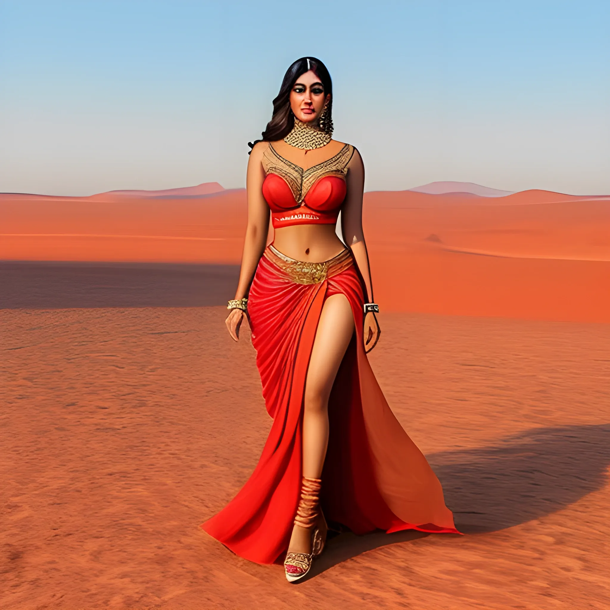 beautiful girl wearing masala Gupta in the middle of the desert

realistic