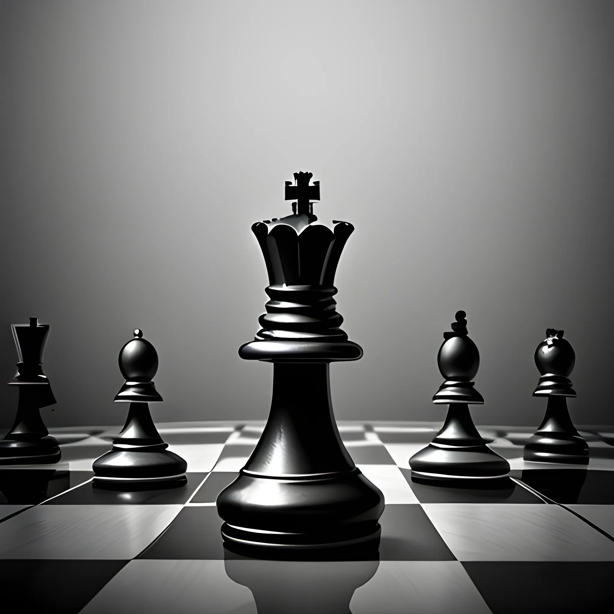 chess knight piece, alone, void background, white