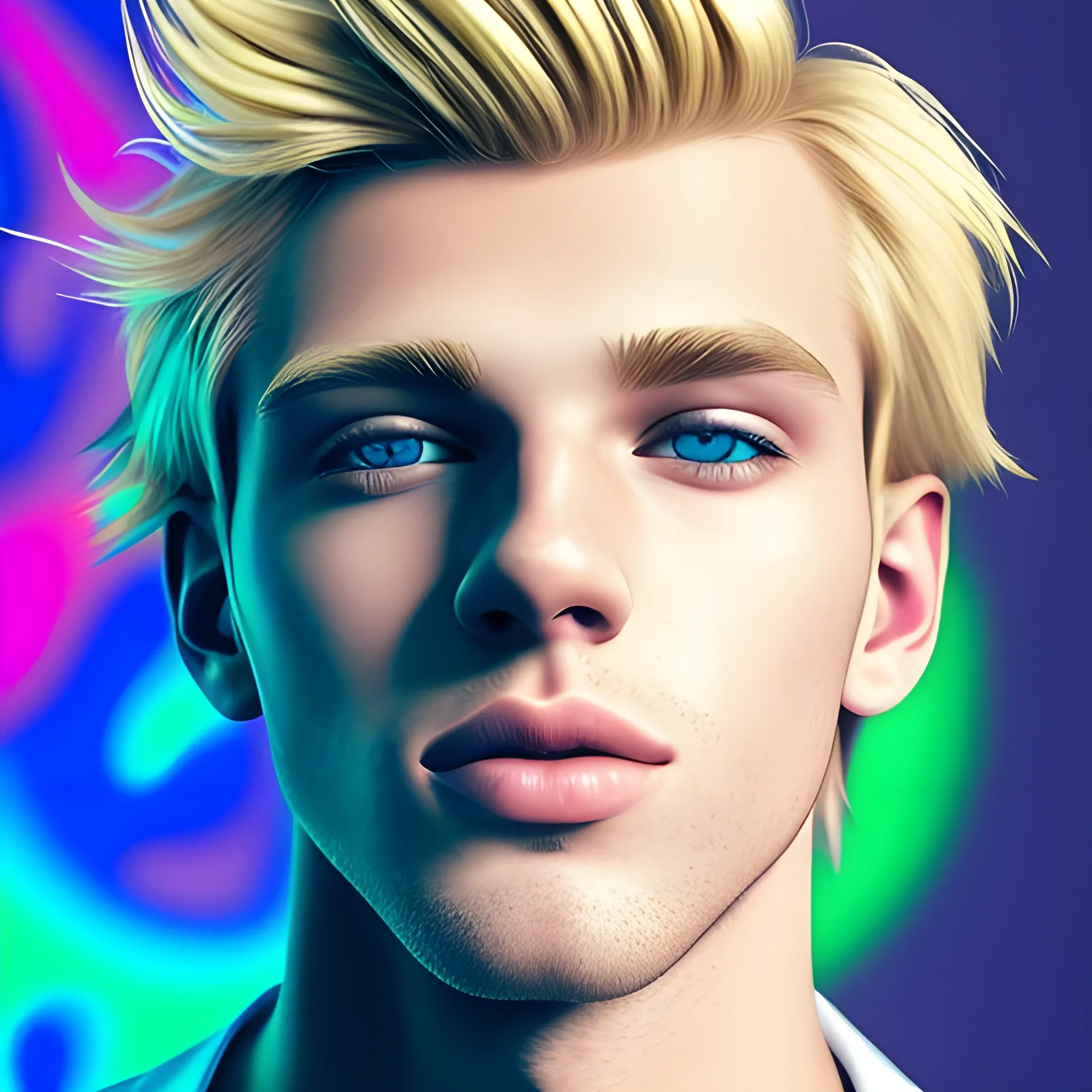 Attractive blonde male, Trippy