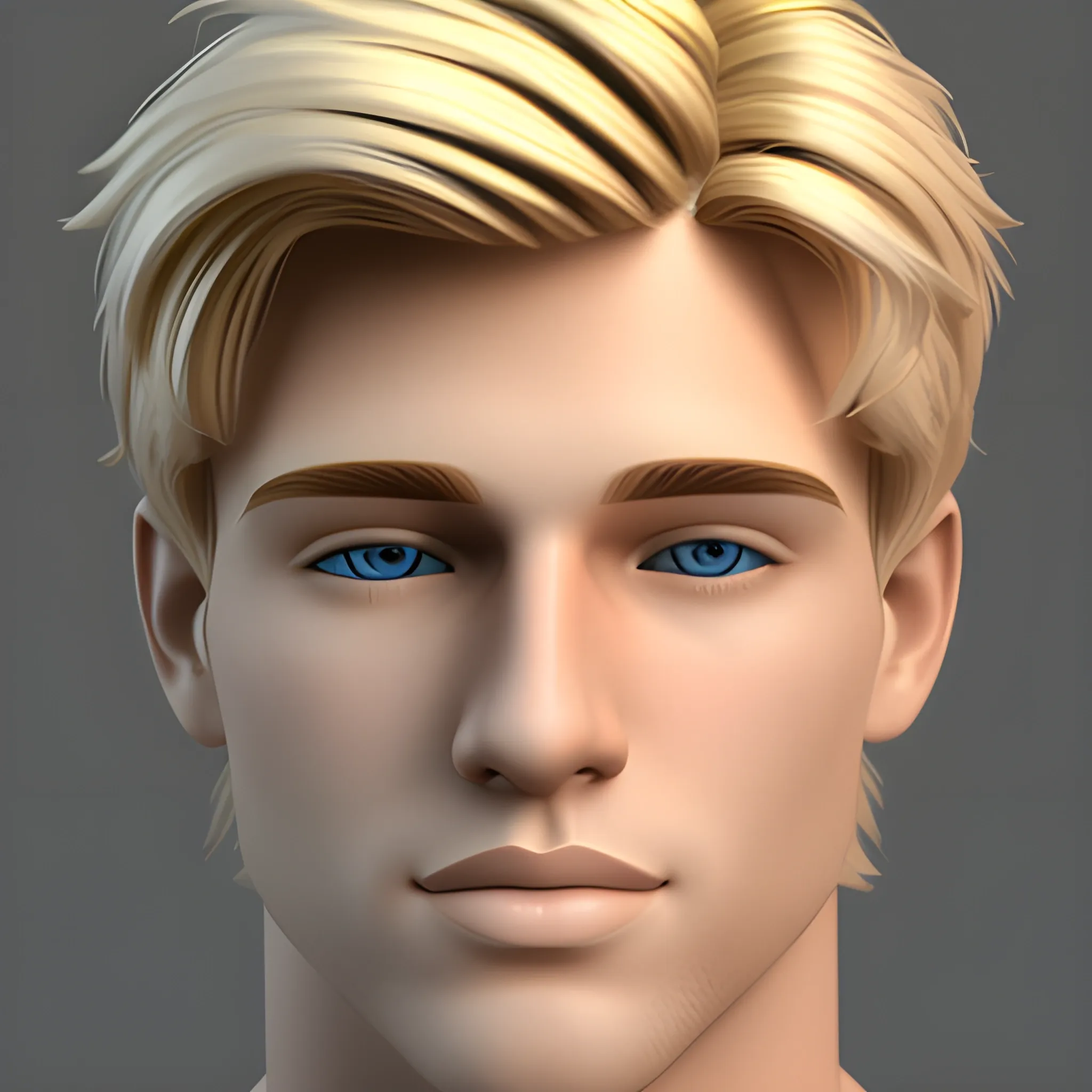 Attractive blonde male, 3D