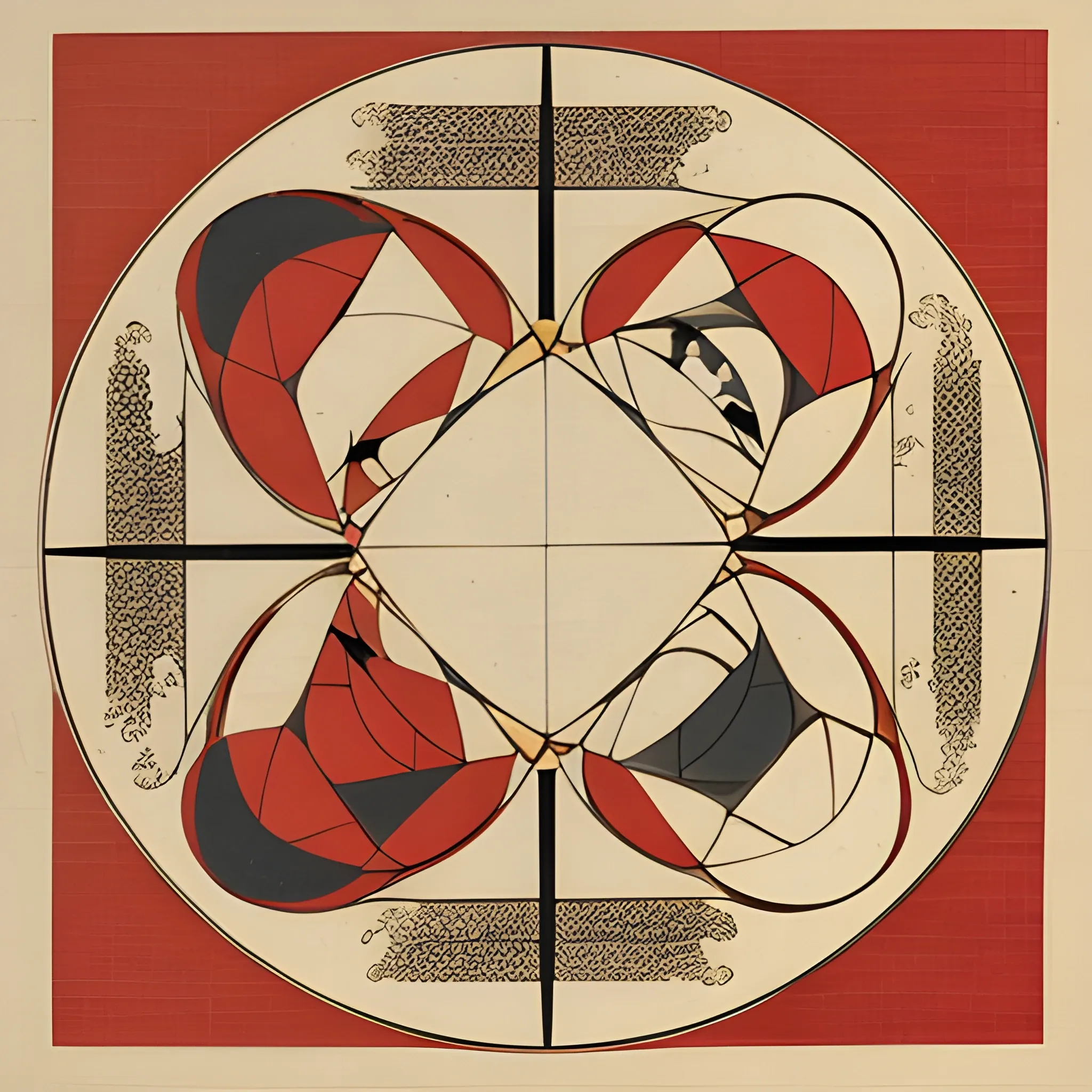 16th century japanese geometrical shapes Ukiyo-e single