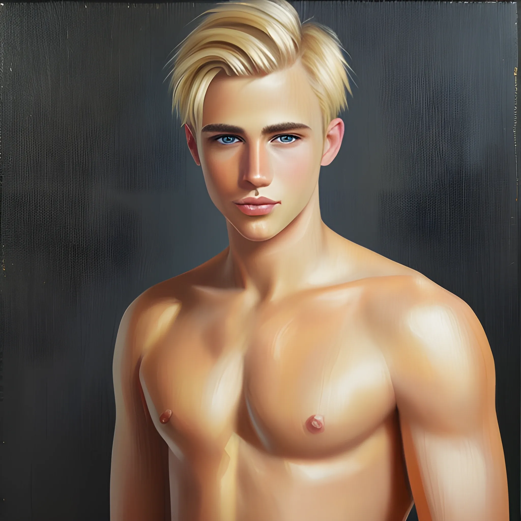 Attractive blonde male, Oil Painting - Arthub.ai