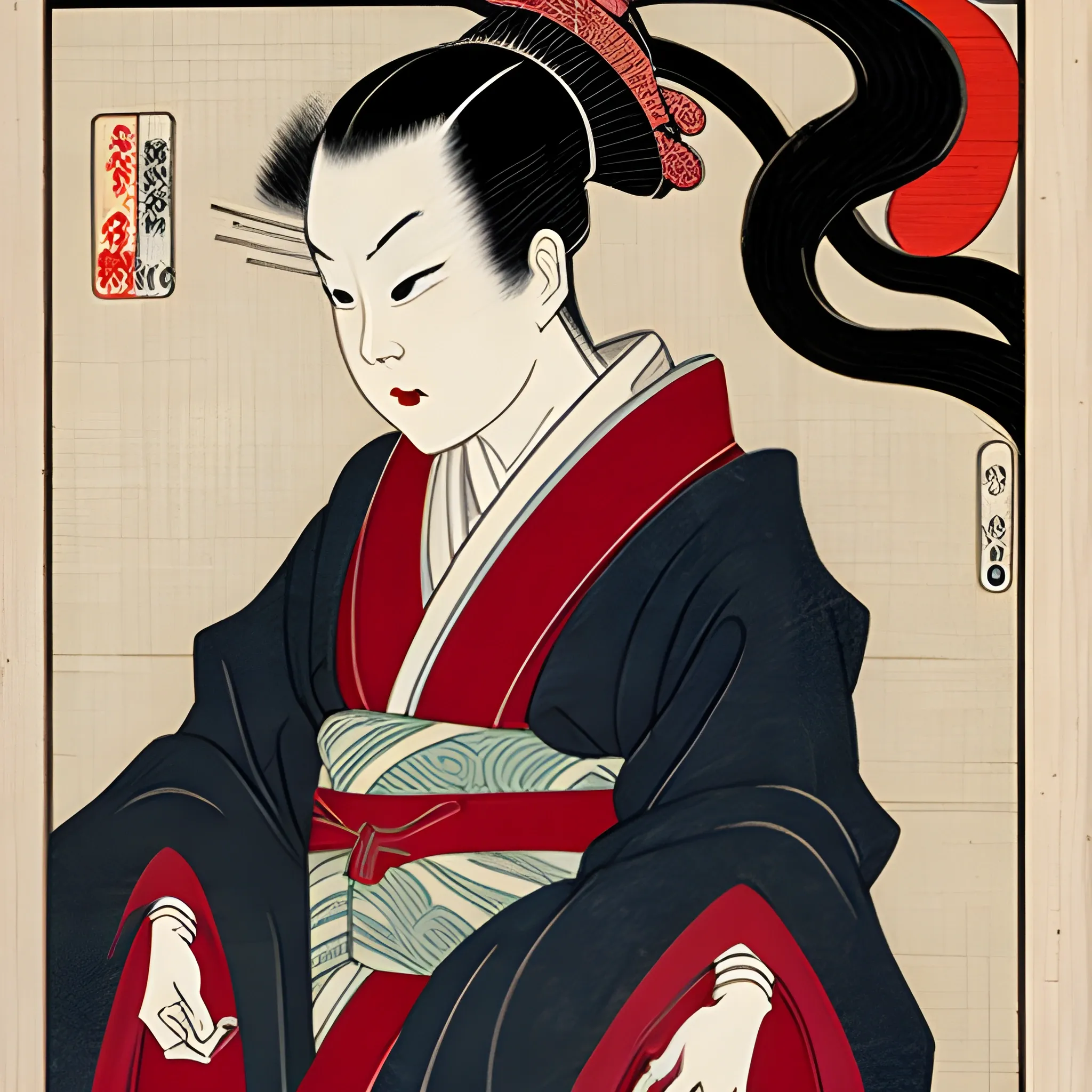 16th century japanese vampire Ukiyo-e single
