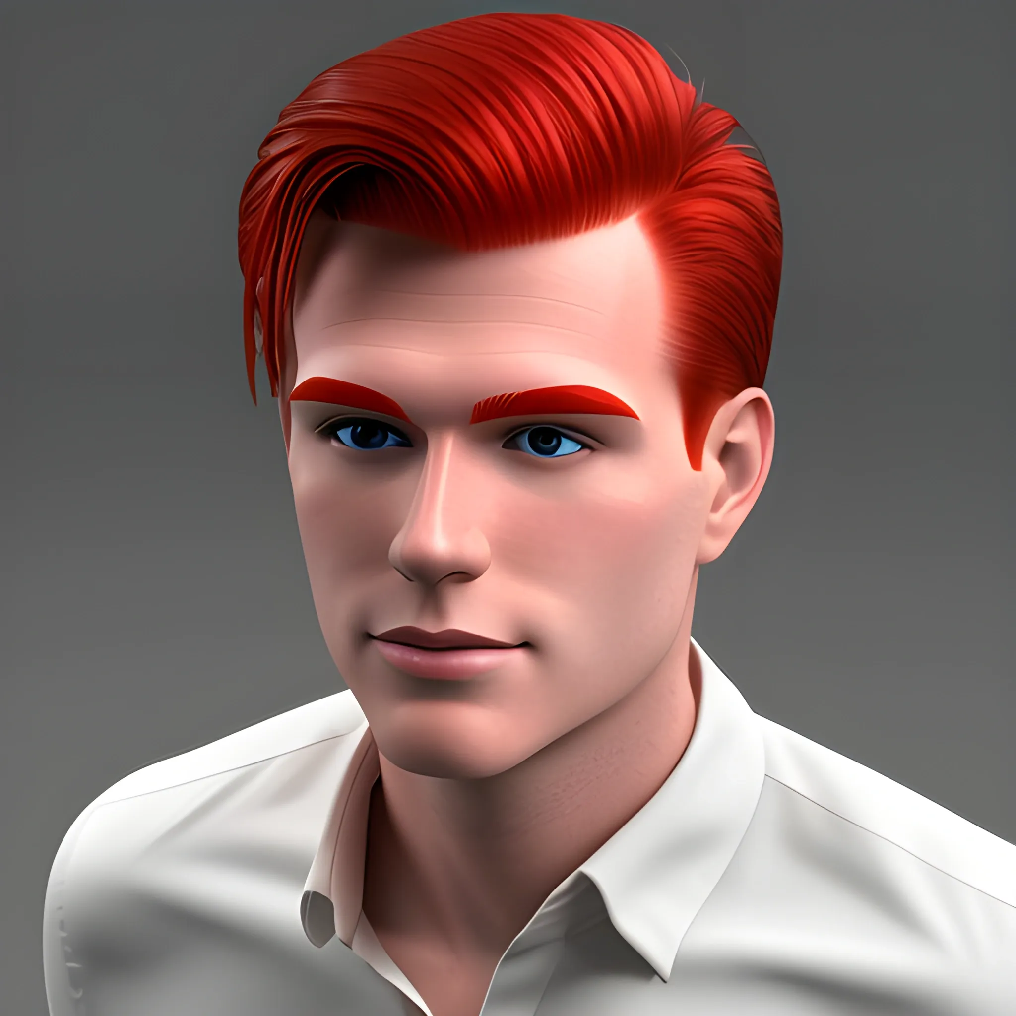 Attractive redhead male cleanshaven, 3D - Arthub.ai