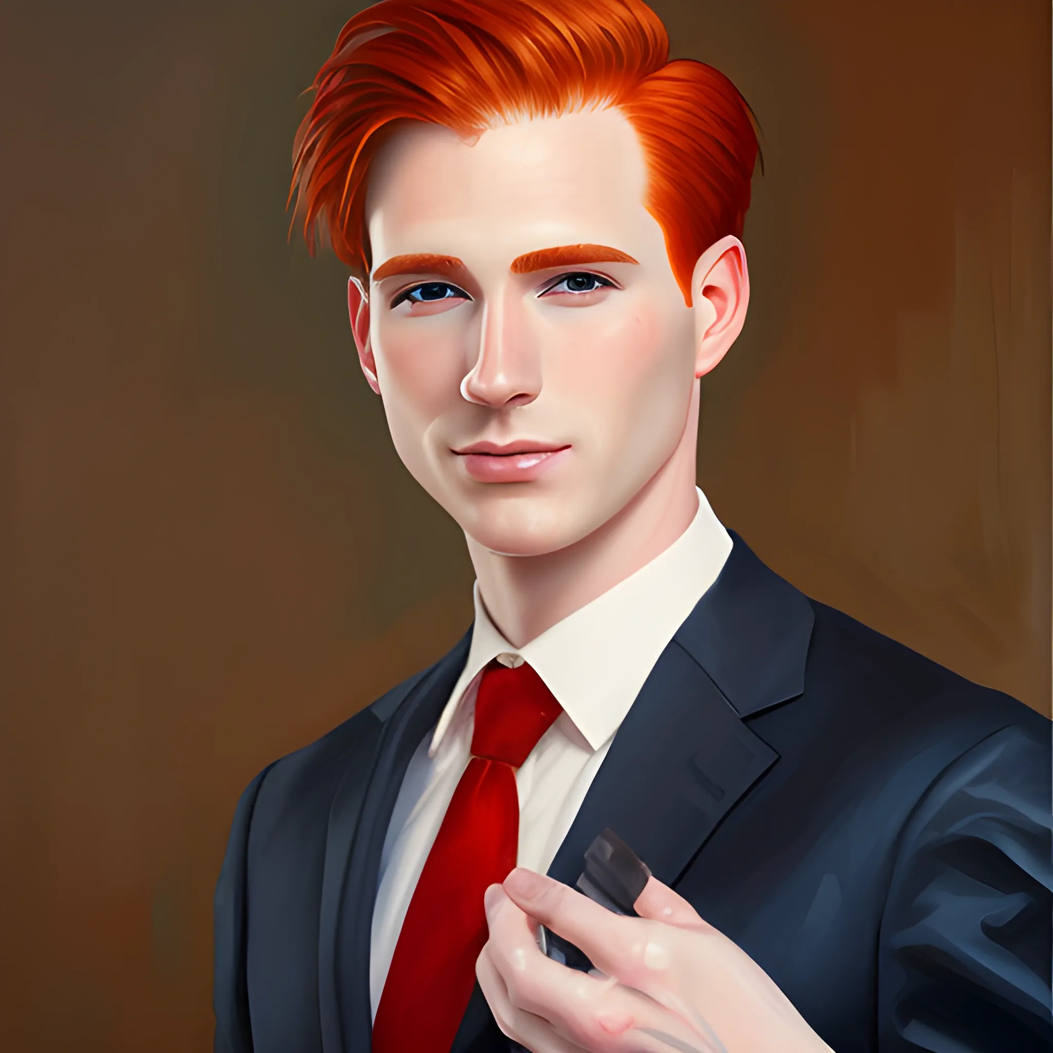 Attractive redhead male cleanshaven, Oil Painting