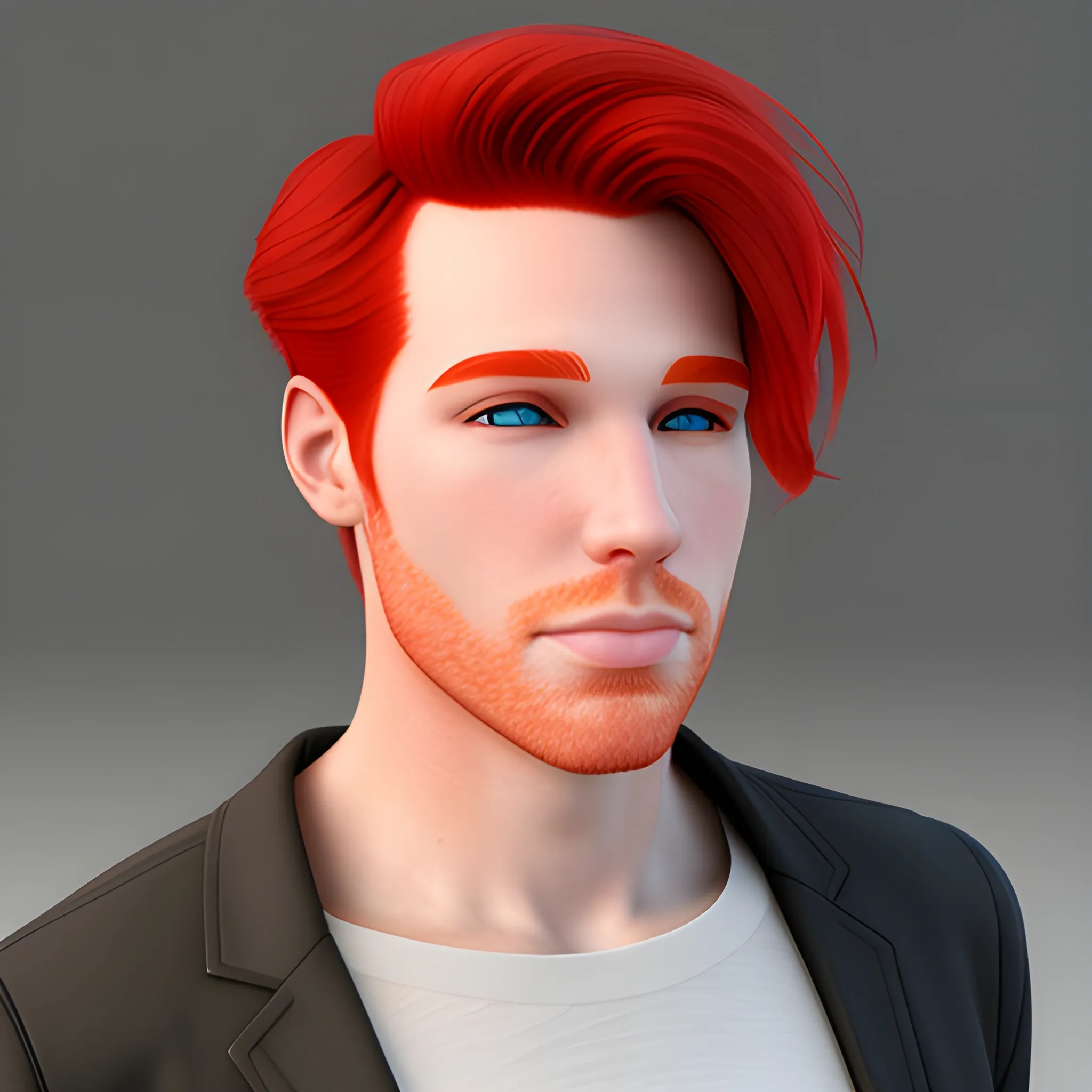 Attractive redhead male, 3D