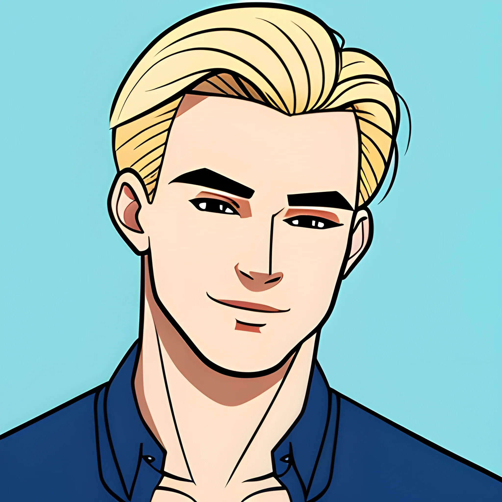 Attractive blonde male cleanshaven, Cartoon