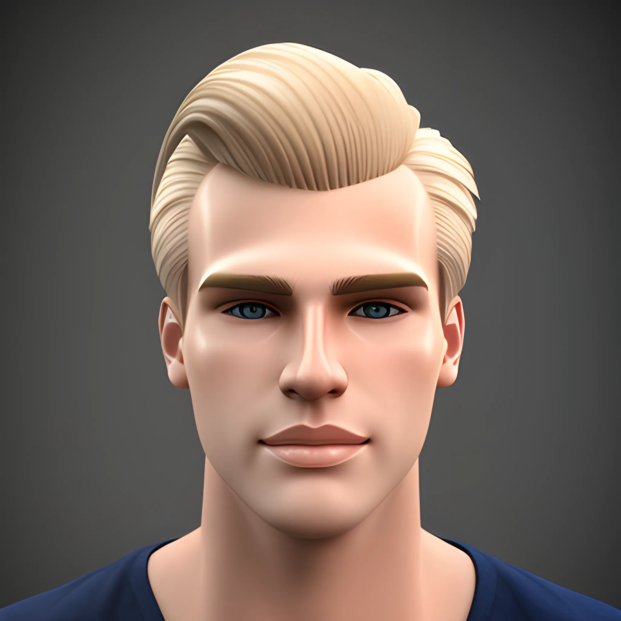 Attractive blonde male cleanshaven, 3D