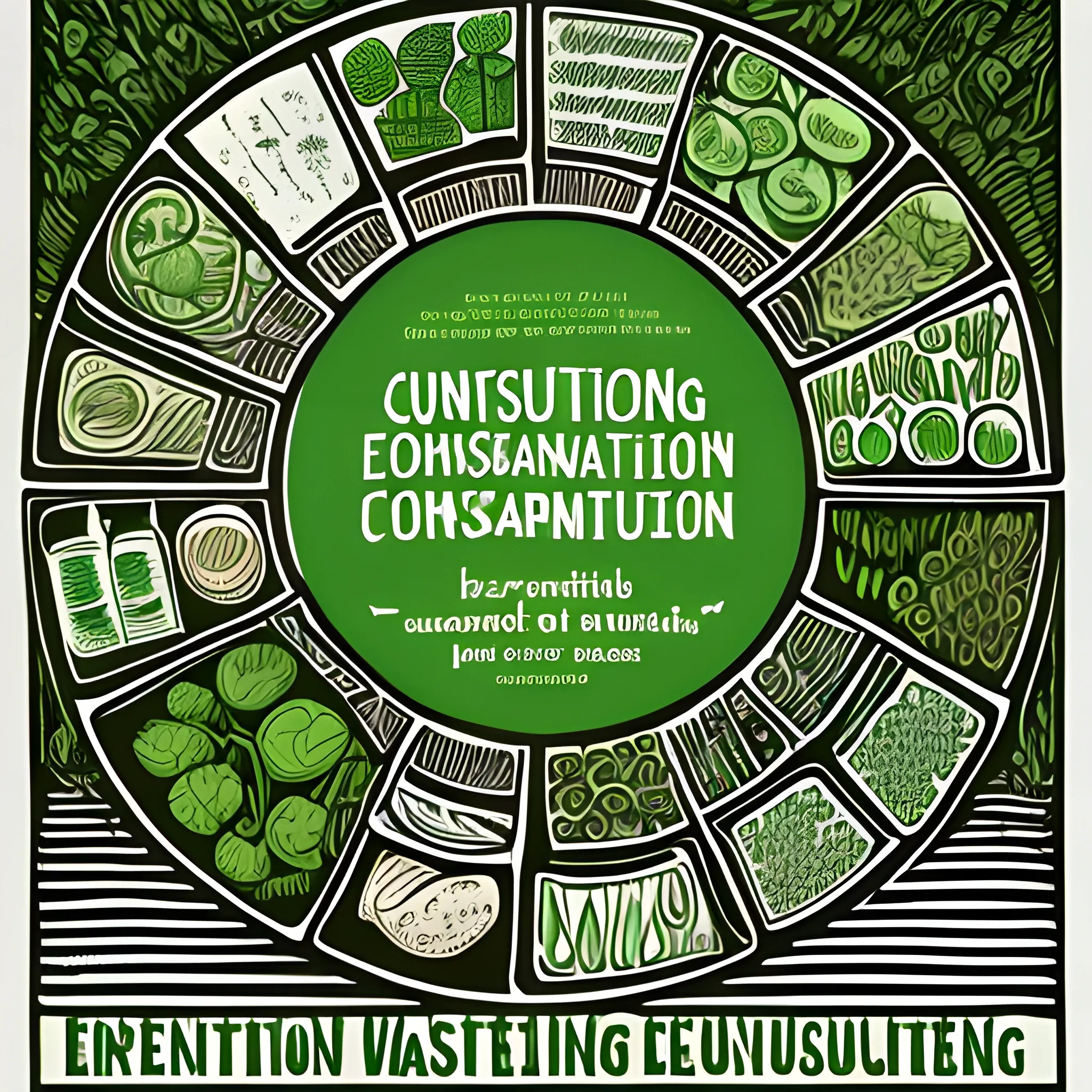 poster about sustainability, reducing consumption, reducing waste in food industry, green, natural colors palette, earth, awareness, thought-provoking, high quality, linocut 

