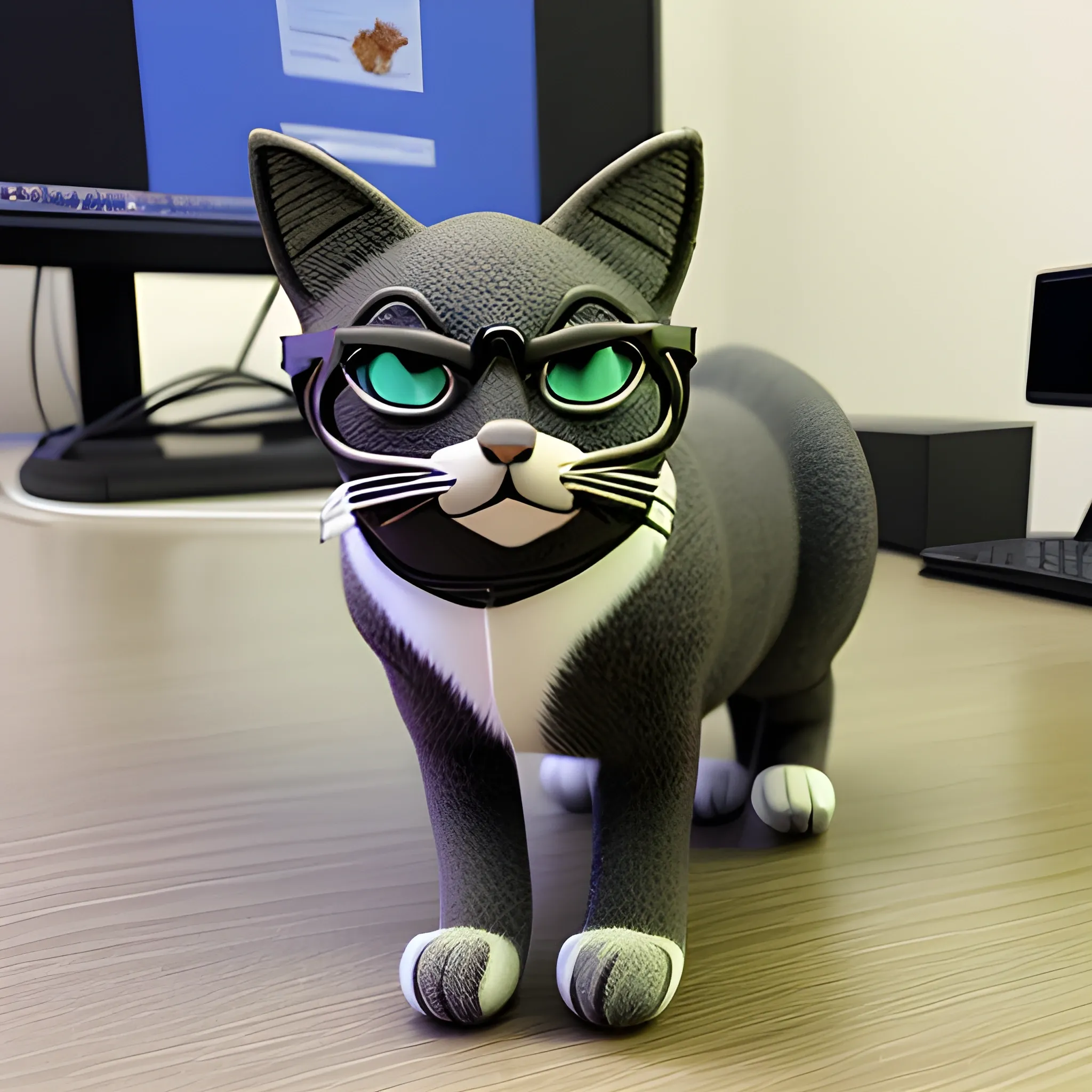 haz una mascota de gato en 2 patas  para una universidad enfocada en la tecnología , 3D