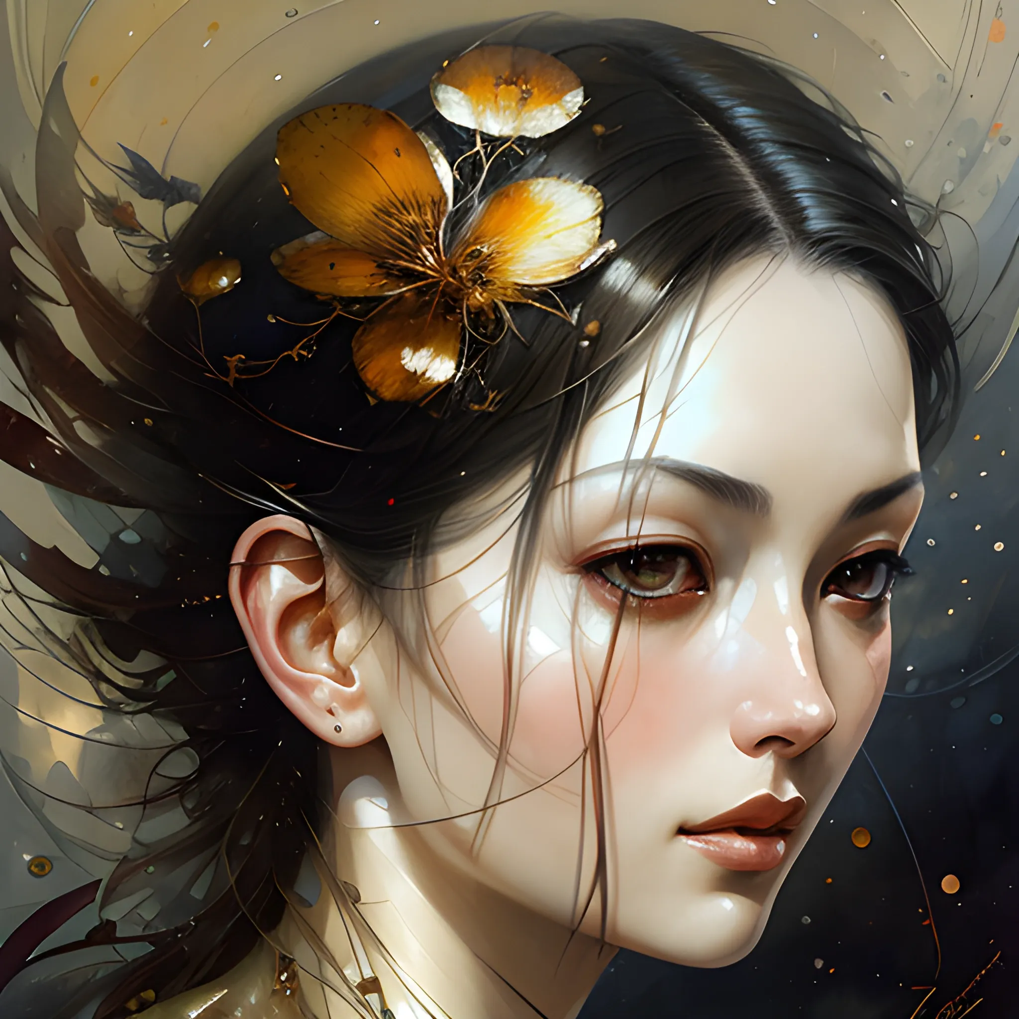 Fantastic painting portrait by Karol Bak, Zhaoming Wu, Akihito Yoshida, bokeh,highly detailed,dof,fantasy ,beautiful,dynamic,lighting,award winning,crisp quality,watercolor