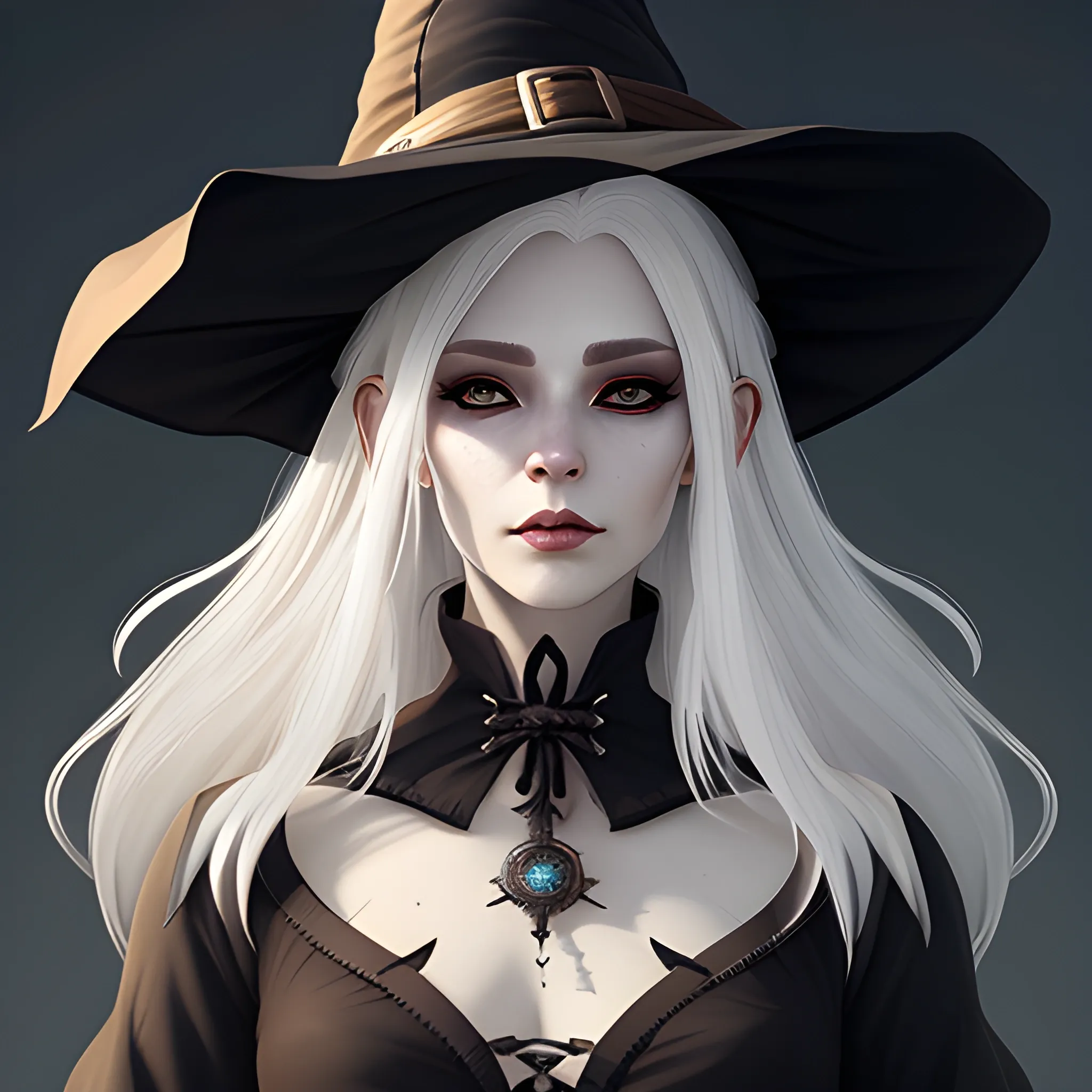 Witch beauty with white hair, character concept art, beautiful atmosphere highly detailed, 