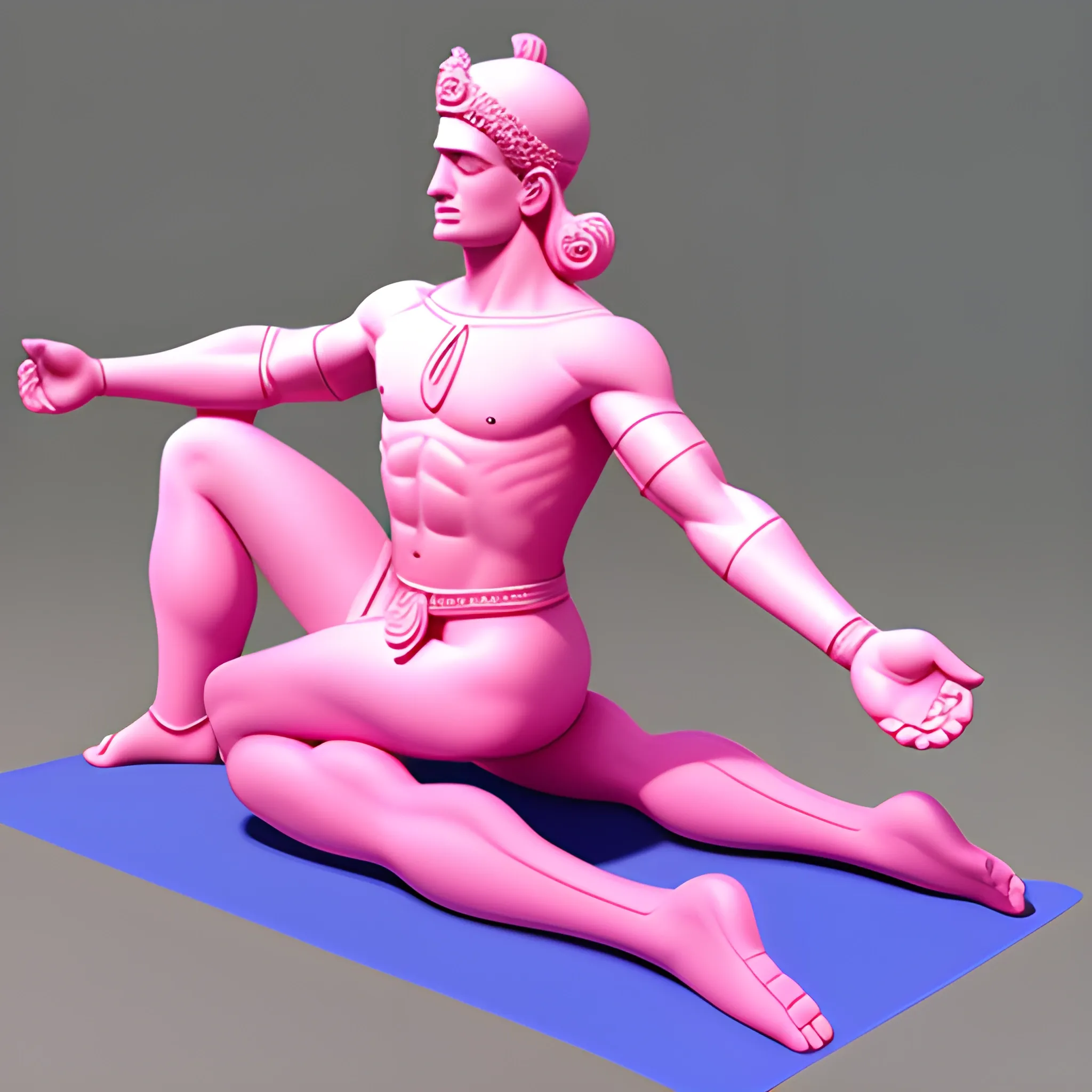 Can you draw a god Hermes wearing pink tights on a yoga mat?, 3D