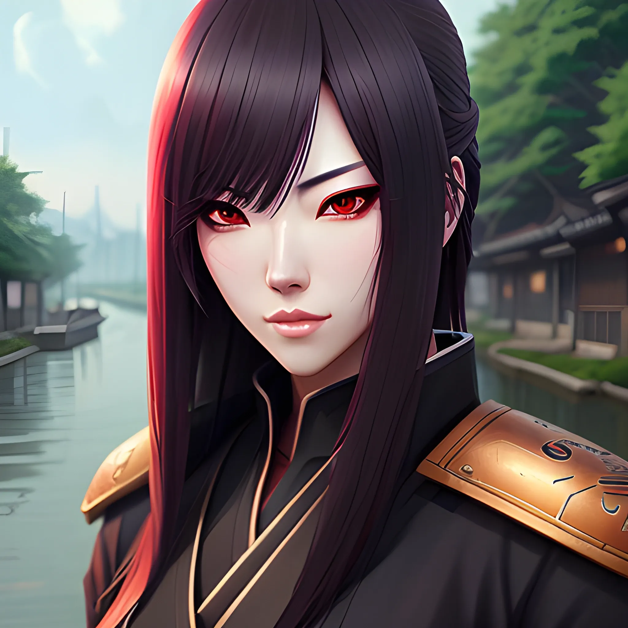 GUWEIZ, Canal, Z.W. Gu, Guweiz, Peace by Z.W. Gu on ArtStation, samurai child, character art, hyperrealistic, hyper realistic, realistic anime art style, anime art style, up close, portrait