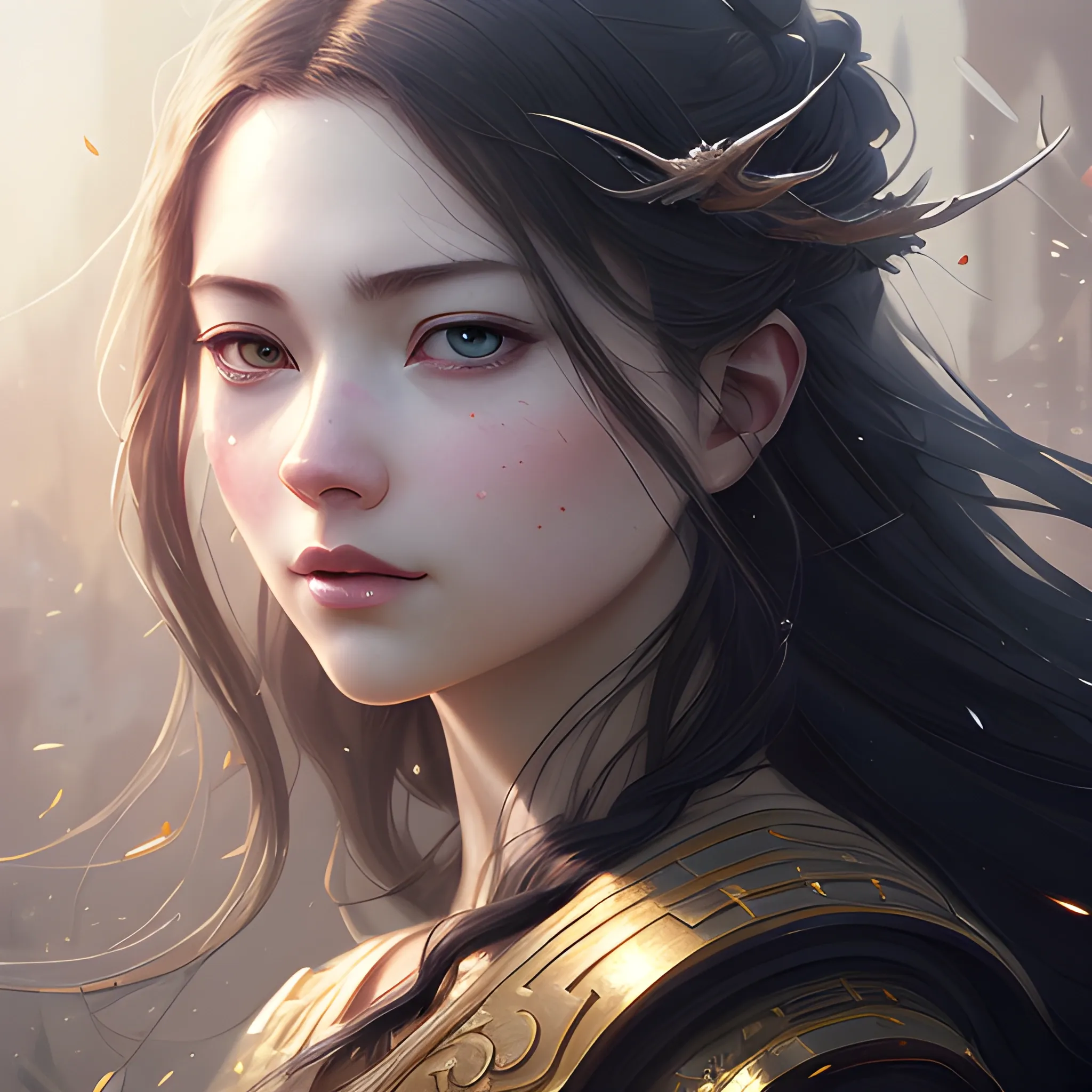 highly detailed, digital painting, trending on artstation, pixiv, concept art, sharp focus, illustration, art by Ross Tran and Greg Rutkowski and Walt Disney animation, beautiful long hair, Fantastic painting portrait by Karol Bak, Zhaoming Wu, Akihito Yoshida, bokeh,highly detailed,dof,fantasy ,beautiful,dynamic,lighting,award winning,crisp quality,hyperrealistic,hyperdetailed,4k resolution 