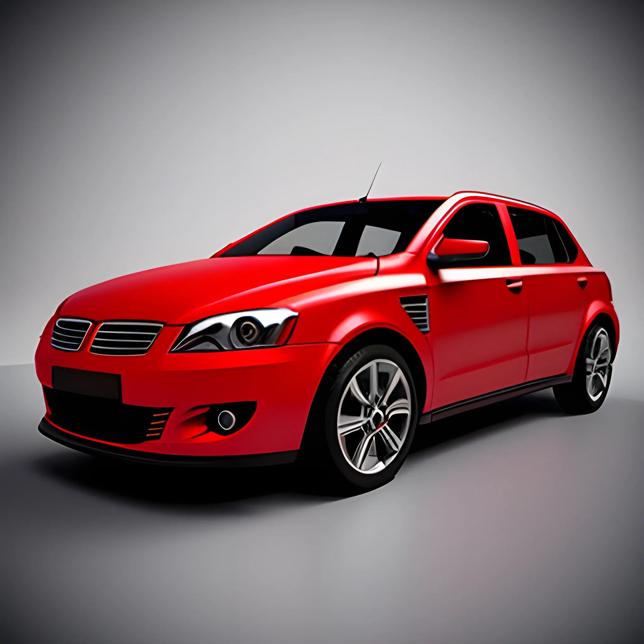 genera un diseño profesional de un coche deportivo en 3d renderizado en color rojo
