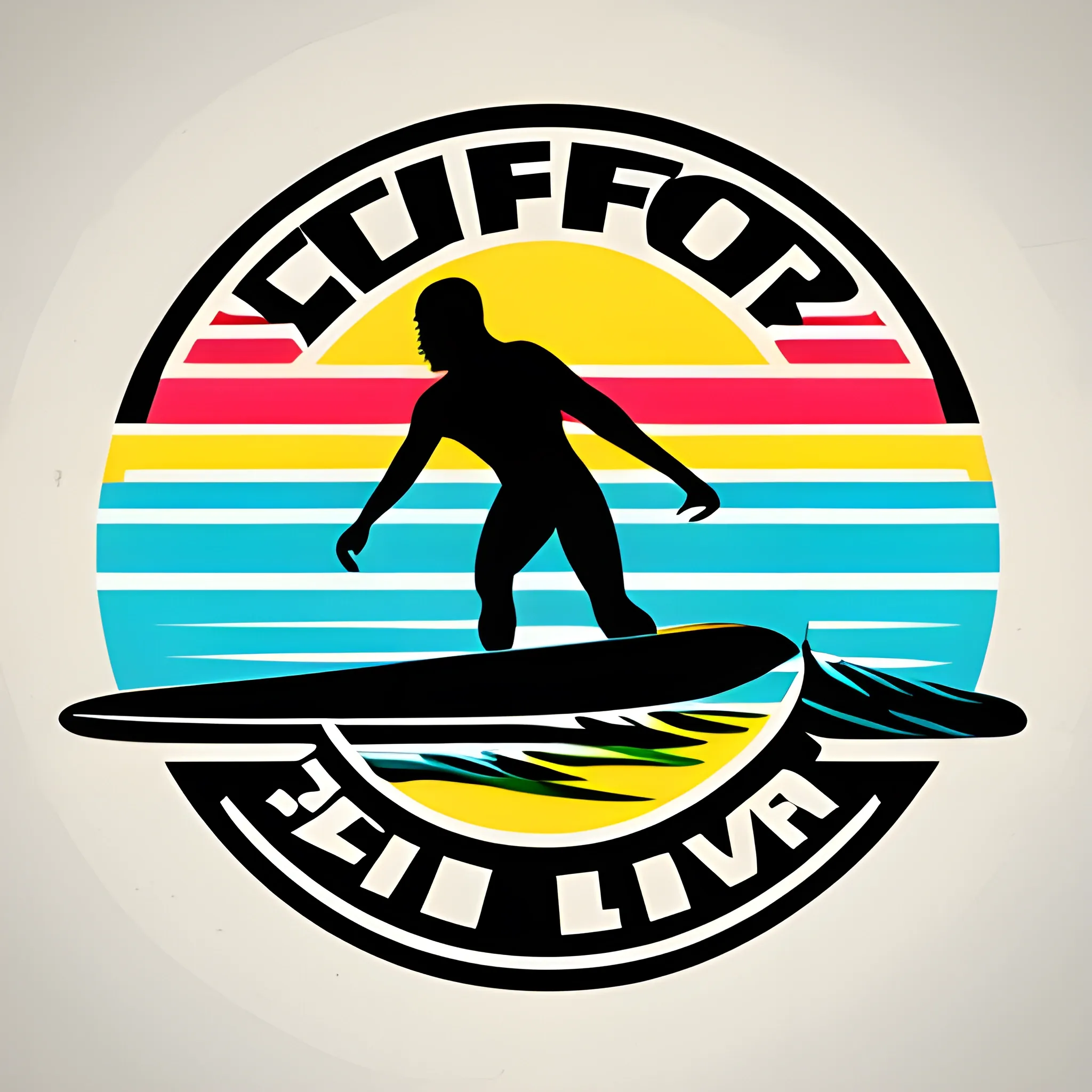 
SURFER LOGO FOR T-SHIT MODERN WITH A LOT OF LIVE COLOURS WITHOUT TEXT AND VECTOR
