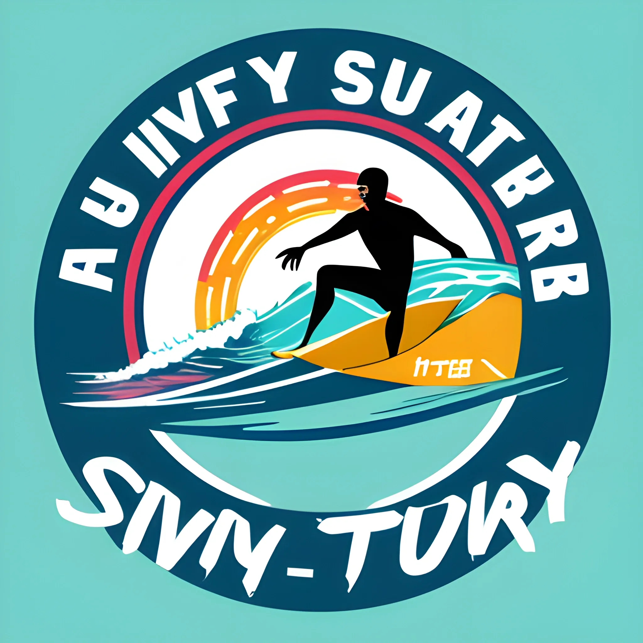 
SURFER LOGO FOR T-SHIT MODERN WITH A LOT OF LIVE COLOURS WITHOUT TEXT "surfing is my therapy" 