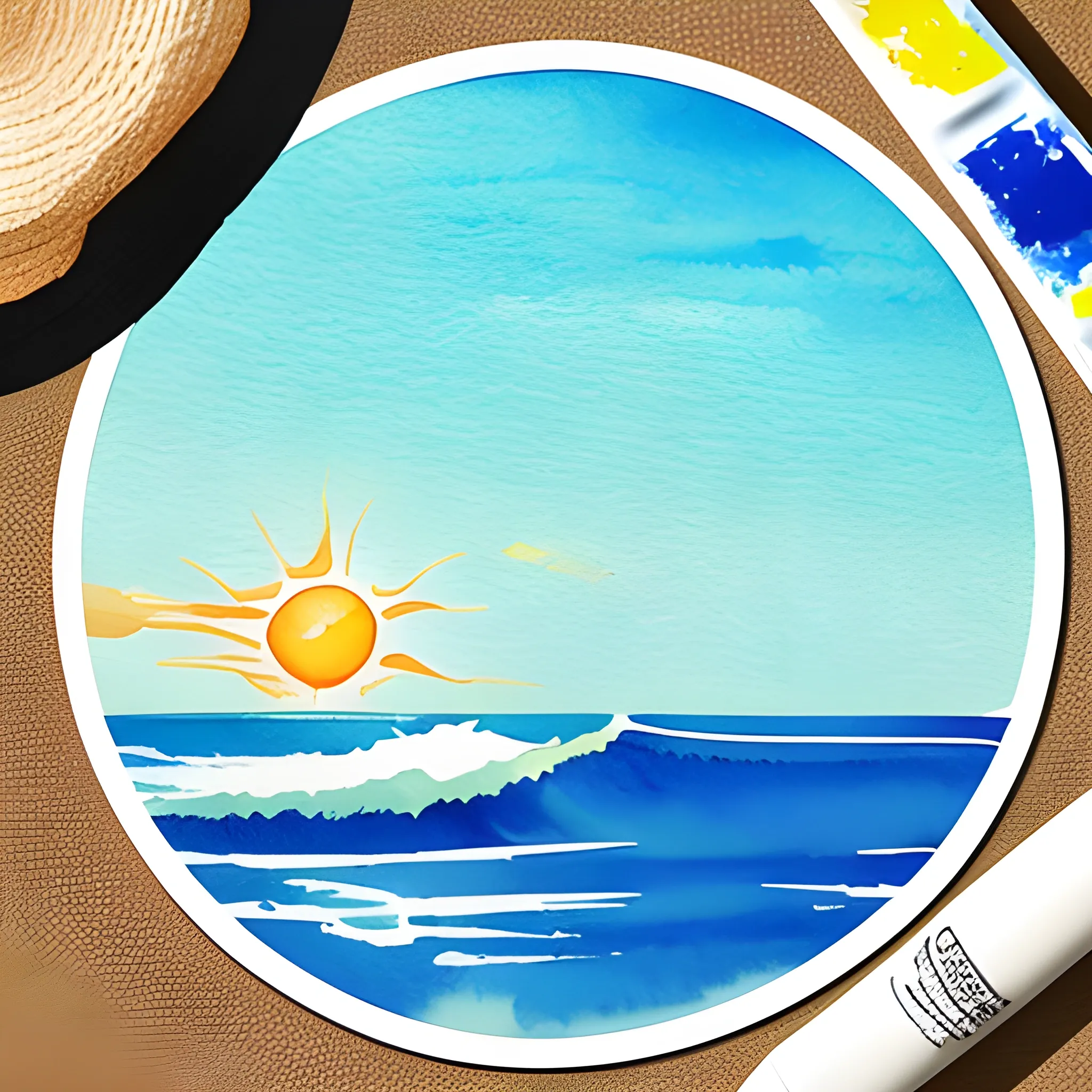 
LOGO PERFECT BEACH SUN PALMER SEA SURF 
, Water Color