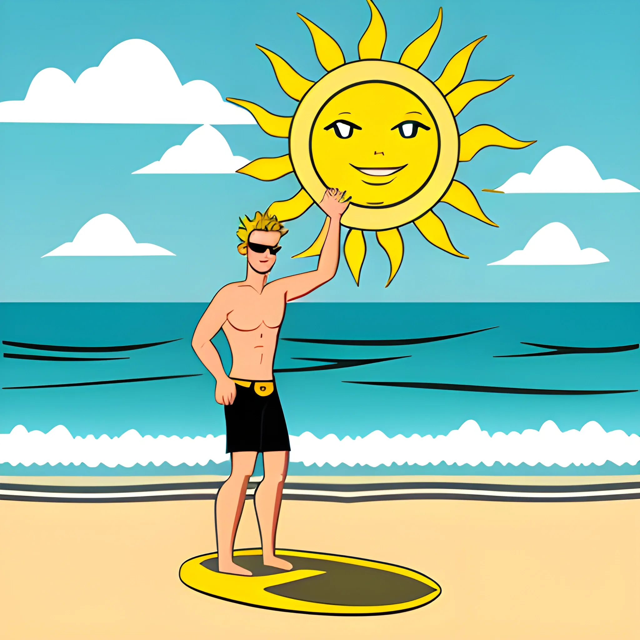 
LOGO PERFECT BEACH SUN PALMER SEA SURF 
, Cartoon