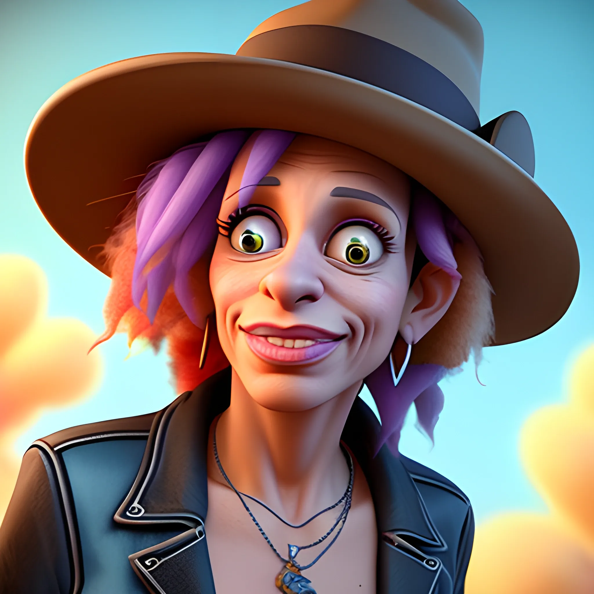 screenshot of Linda Perry in a pixar movie. 3 d rendering. unreal engine. amazing likeness. very detailed. cartoon caricature.